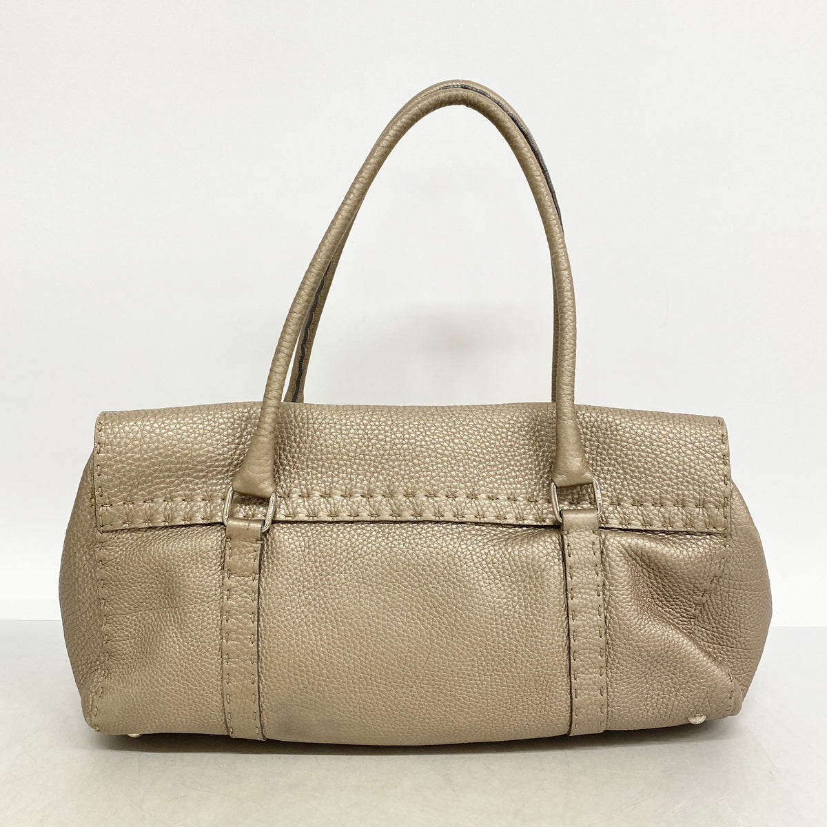 【6ib2482】フェンディ トートバッグ セレリア レザー グレージュ シルバー金具【中古】レディース