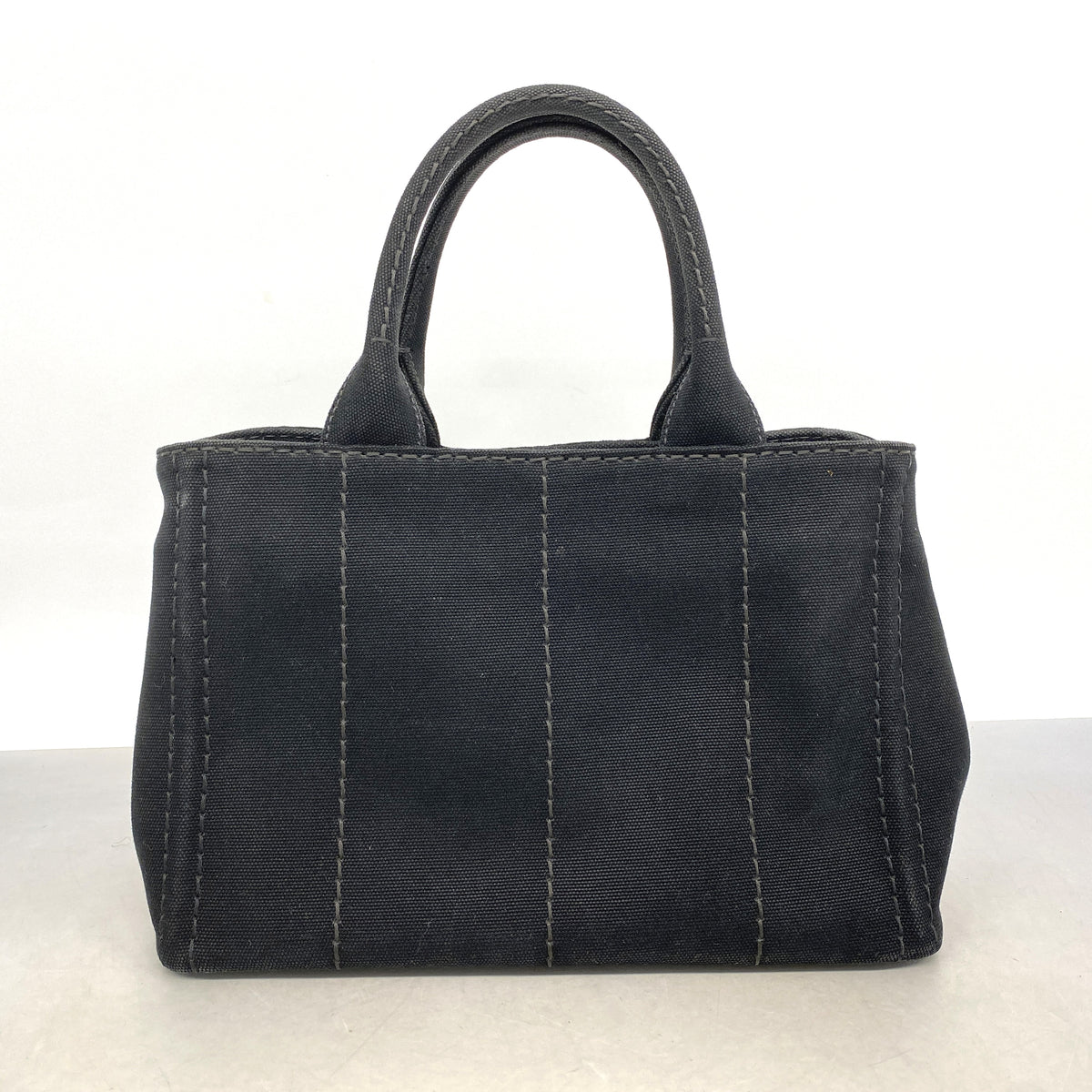 【6ib2755】プラダ ハンドバッグ カナパ キャンバス ブラック ゴールド金具 2wayバッグ【中古】レディース