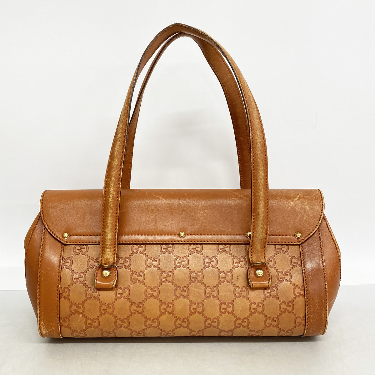 【6ib2870】グッチ ショルダーバッグ バンブー グッチシマ 111713 レザー ブラウン シャンパンゴールド金具【中古】レディース