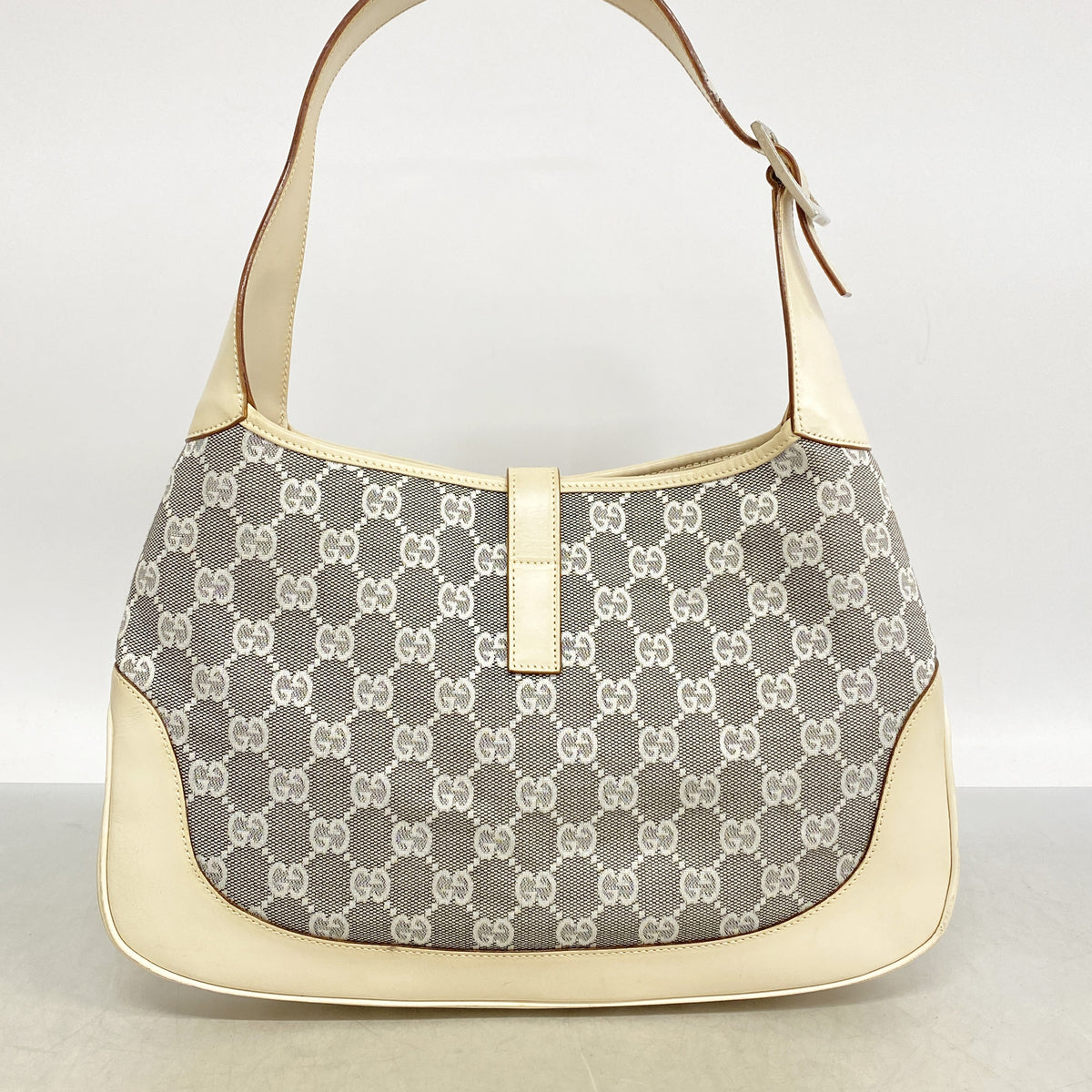 【6ib2907】グッチ ショルダーバッグ GGキャンバス/ジャッキー 001 3306 3444 キャンバス アイボリー グレー シルバー金具【中古】レディース