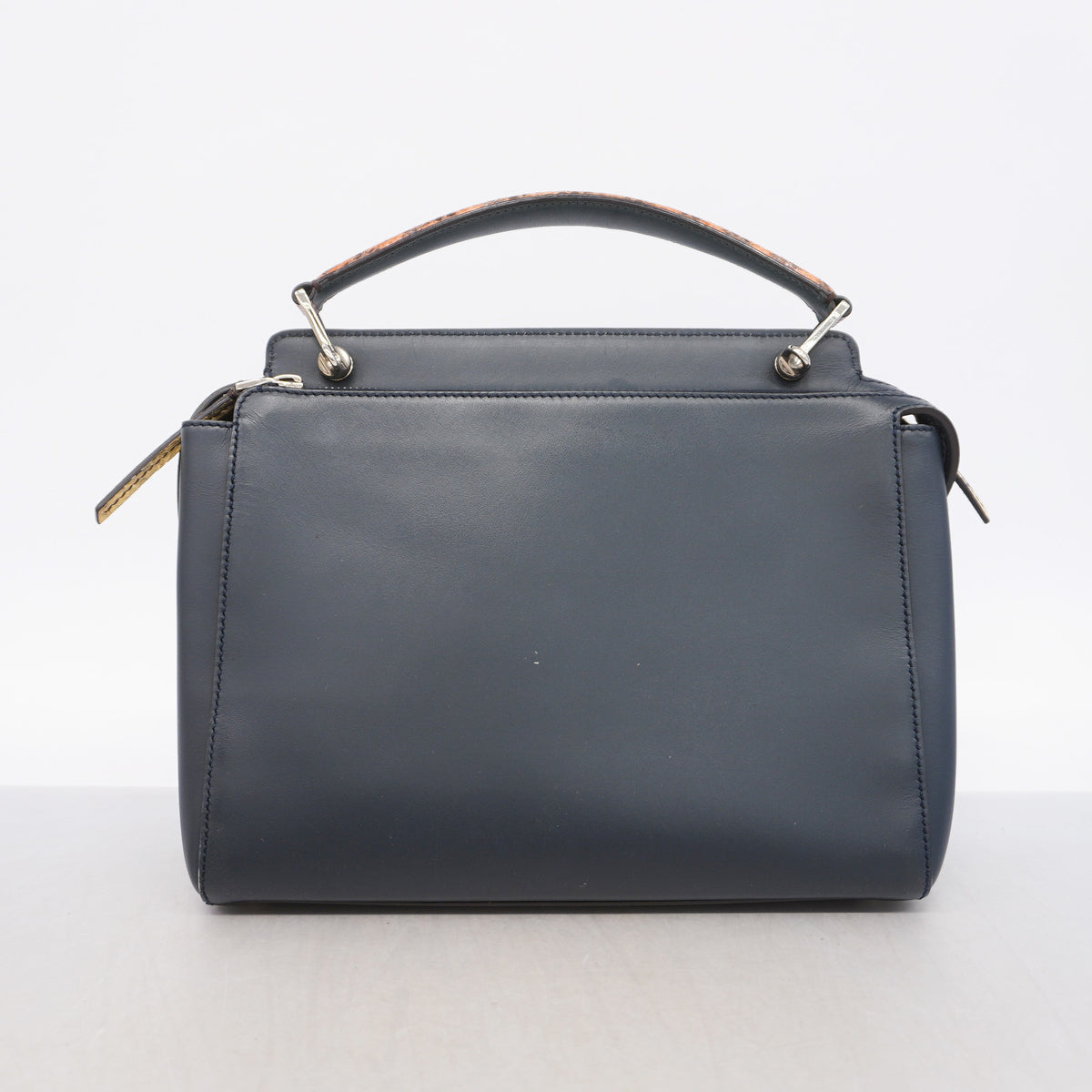 【6ic3506】フェンディ ハンドバッグ ドットコム レザー パイソン ネイビー シルバー金具 2wayバッグ【中古】メンズ レディース ユニセックス