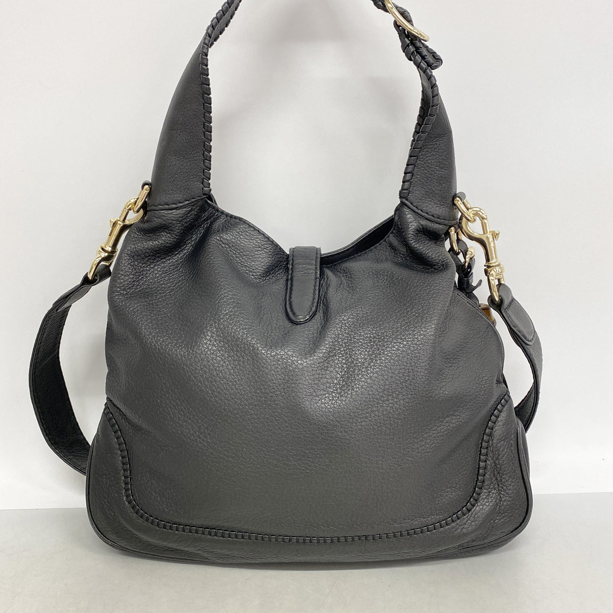 【6ic3639】グッチ ハンドバッグ バンブー ニュージャッキー 246907 レザー ブラック シャンパンゴールド金具 2wayバッグ【中古】レディース