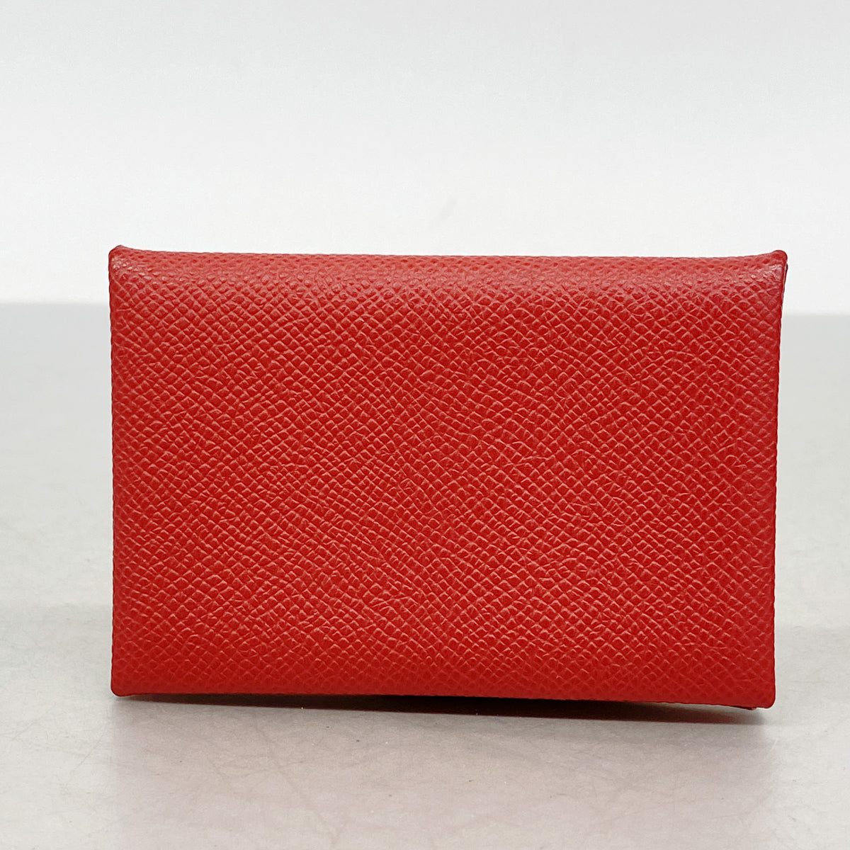 【6ic3658】エルメス カードケース カルヴィ ヴォーエプソン ルージュクー シルバー金具 D刻印【中古】レディース