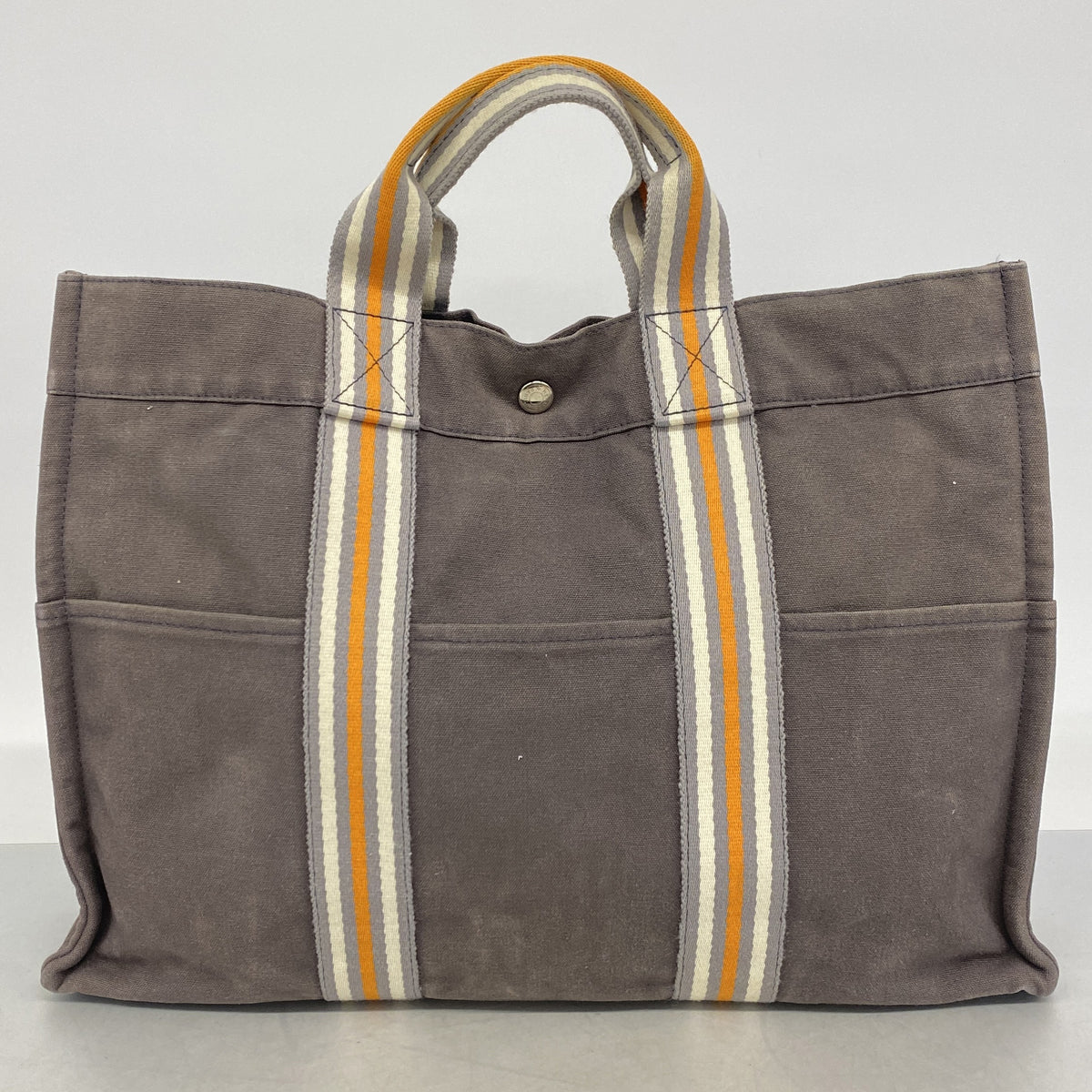 【6ic3788】エルメス トートバッグ フールトゥMM キャンバス グレー シルバー金具【中古】メンズ レディース ユニセックス