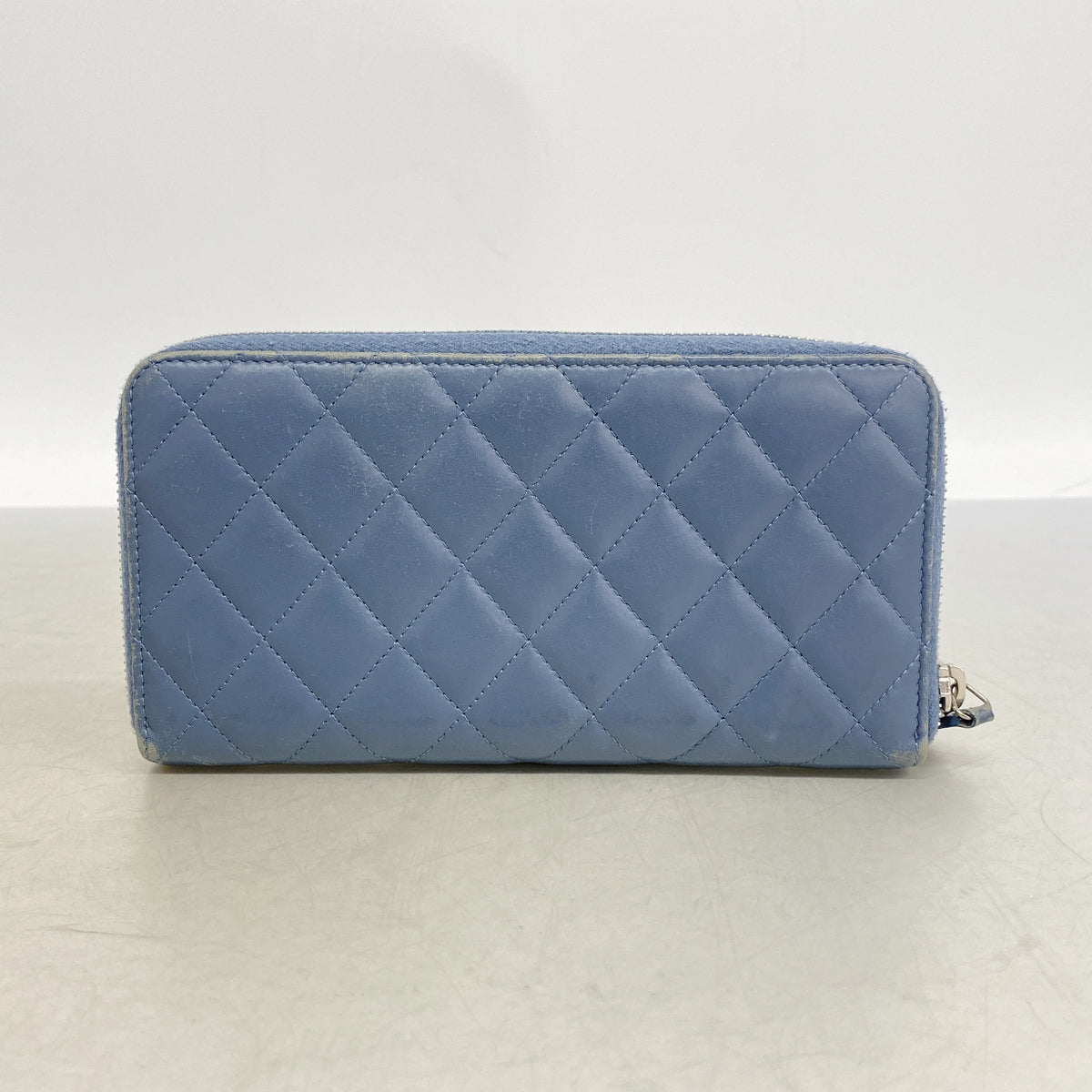 【6ic4208】シャネル 長財布 マトラッセ ラムスキン ブルー シルバー金具【中古】メンズ レディース ユニセックス