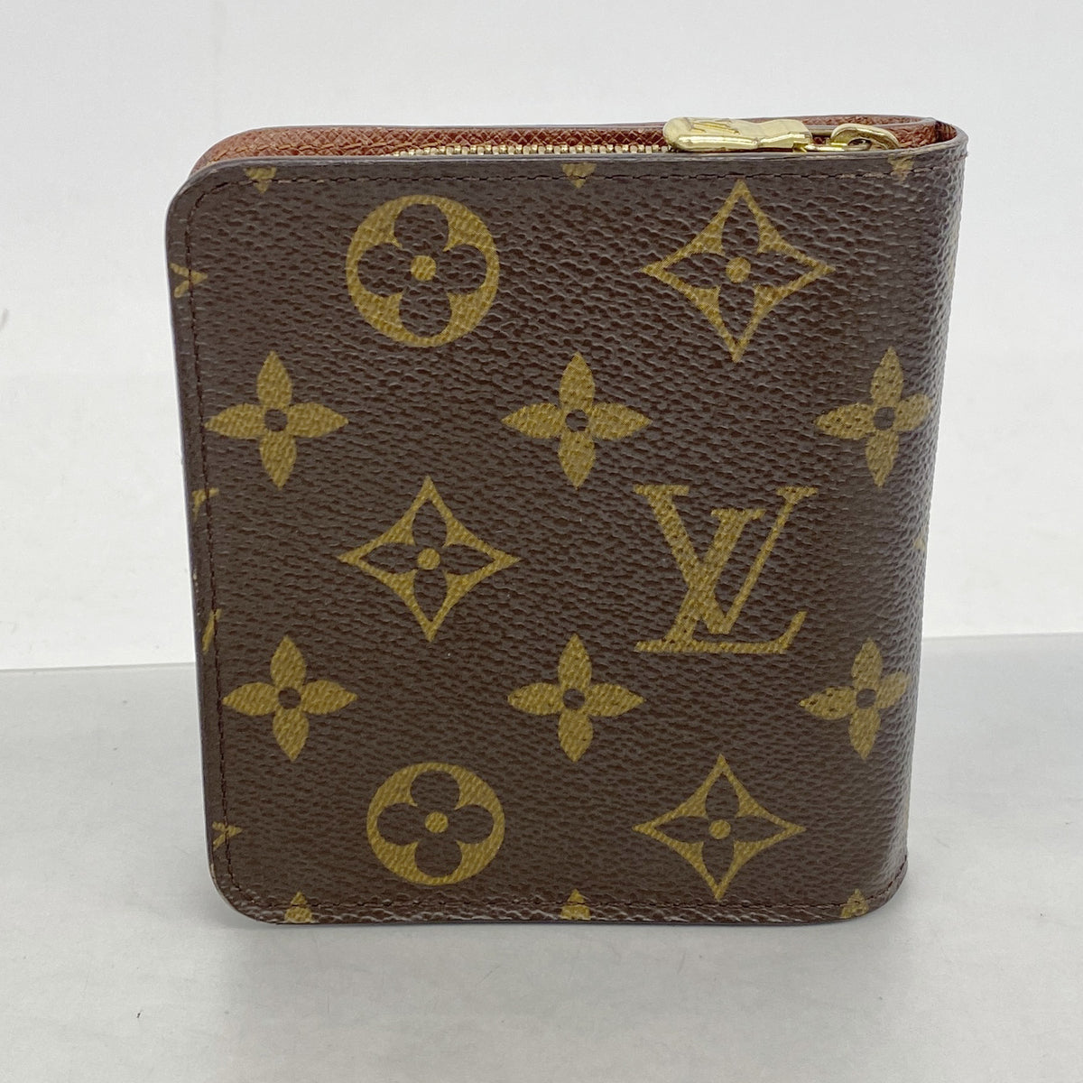 【6ic4236】ルイヴィトン 財布 モノグラム コンパクトジップ M61667 ブラウン【中古】レディース