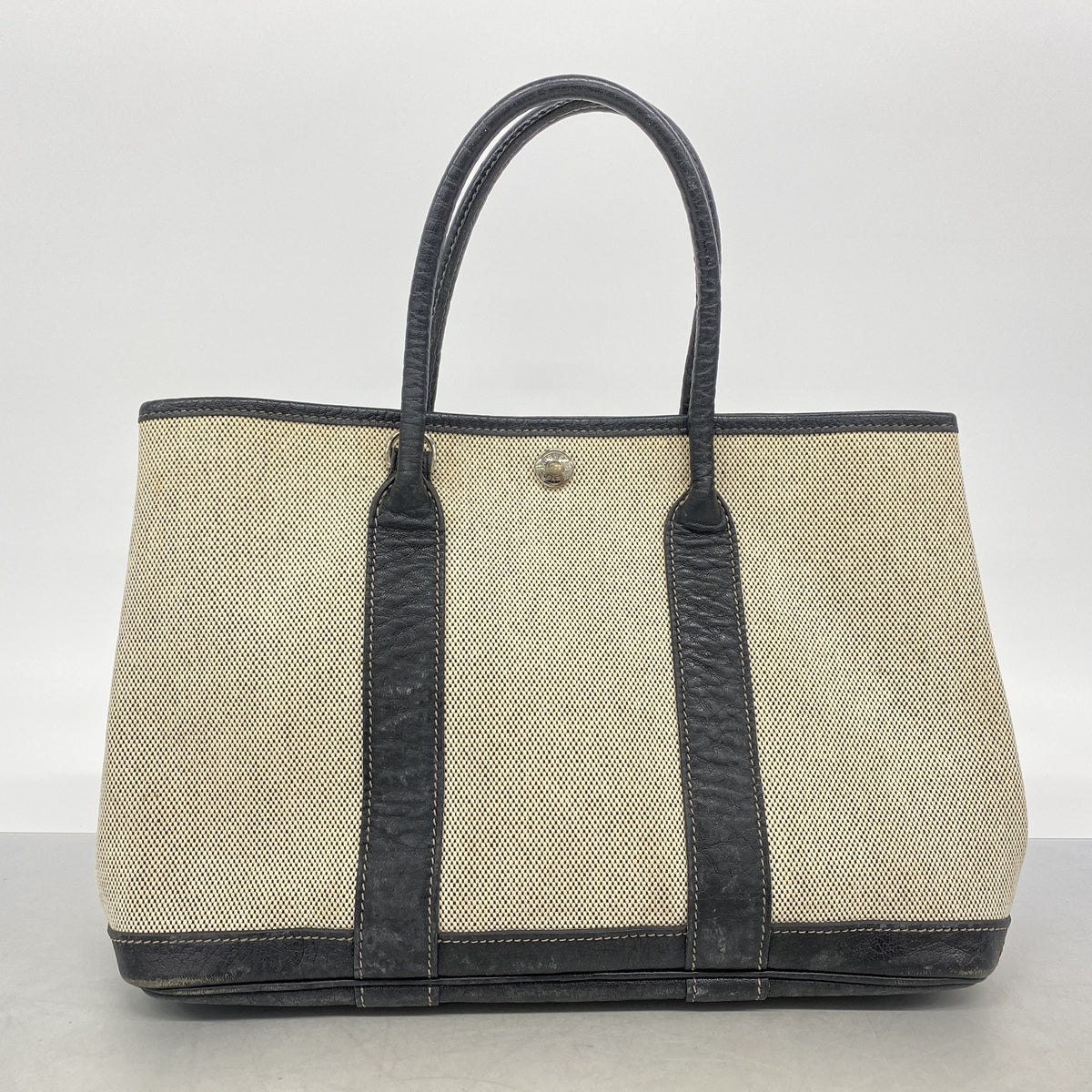 【6ic4263】エルメス トートバッグ ガーデンパーティTPM トワルアッシュ ブラック シルバー金具 □I刻印【中古】レディース