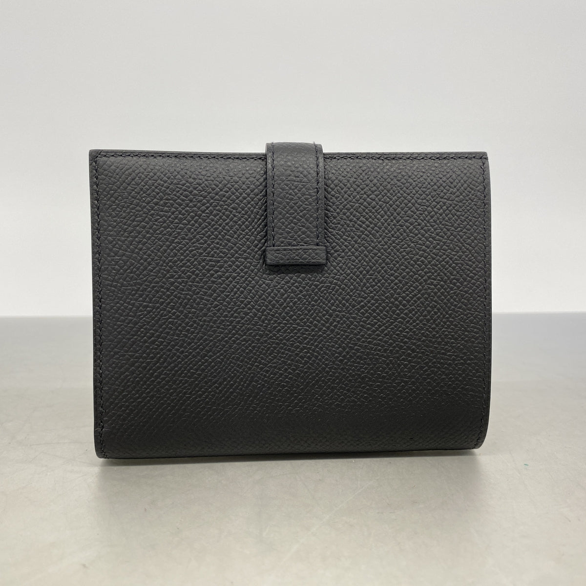 【6ic4264】エルメス 財布 ベアンコンパクト ヴォーエプソン ブラック シルバー金具 U刻印【中古】レディース