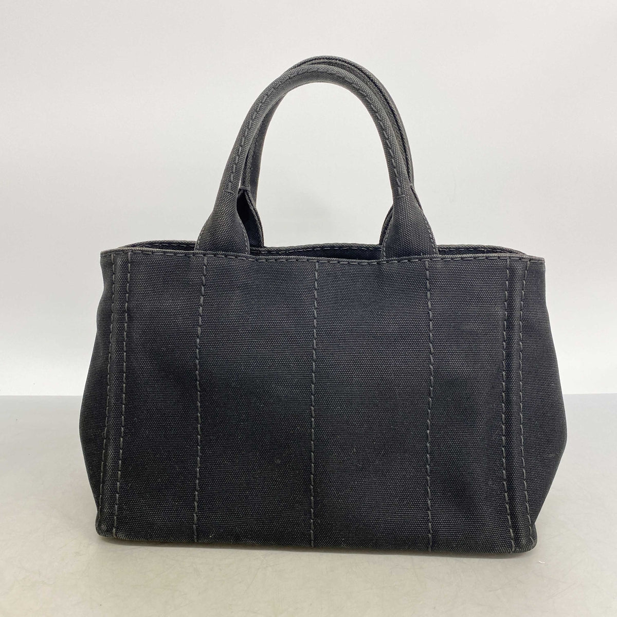 【6ic4433】プラダ ハンドバッグ カナパ キャンバス ブラック ゴールド金具 2wayバッグ【中古】レディース