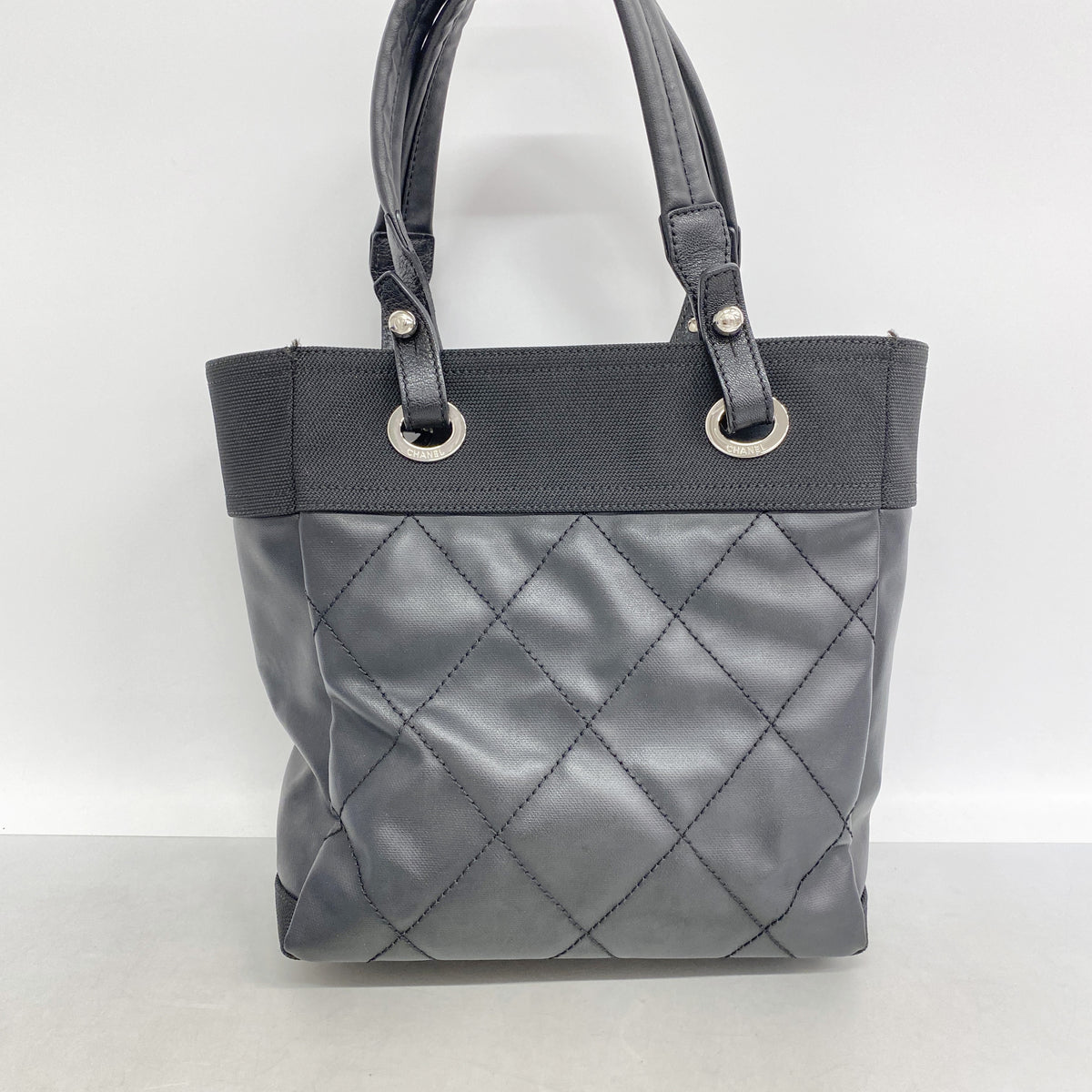 【6ic4494】シャネル トートバッグ パリビアリッツ レザー ブラック シルバー金具【中古】レディース