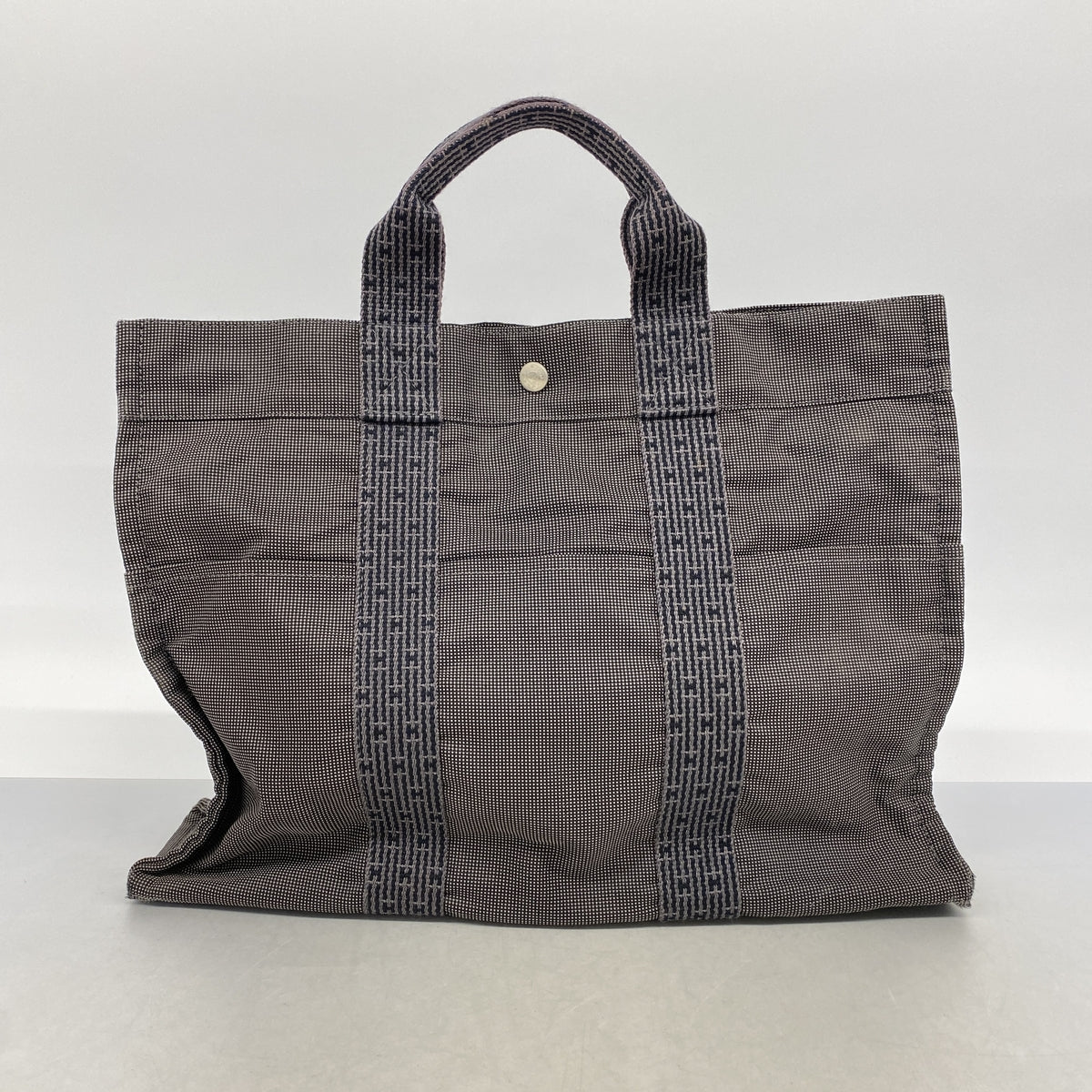 【6ic4705】エルメス トートバッグ エールラインMM ナイロン グレー シルバー金具【中古】レディース