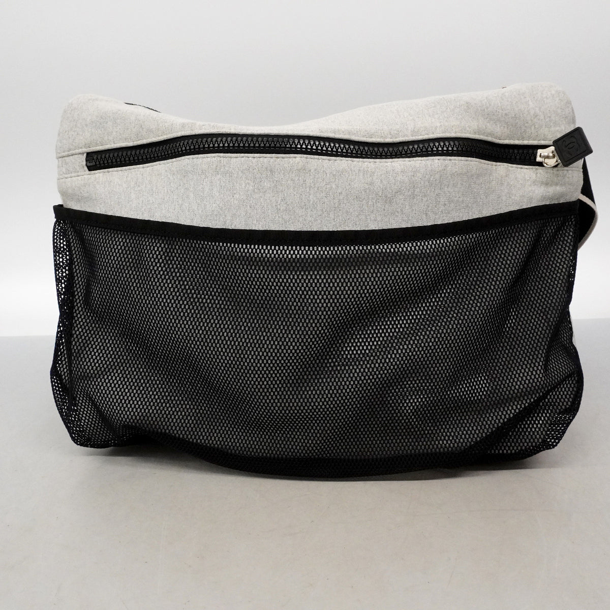 【6ic4737】シャネル ショルダーバッグ スポーツ コットン グレー シルバー金具【中古】レディース