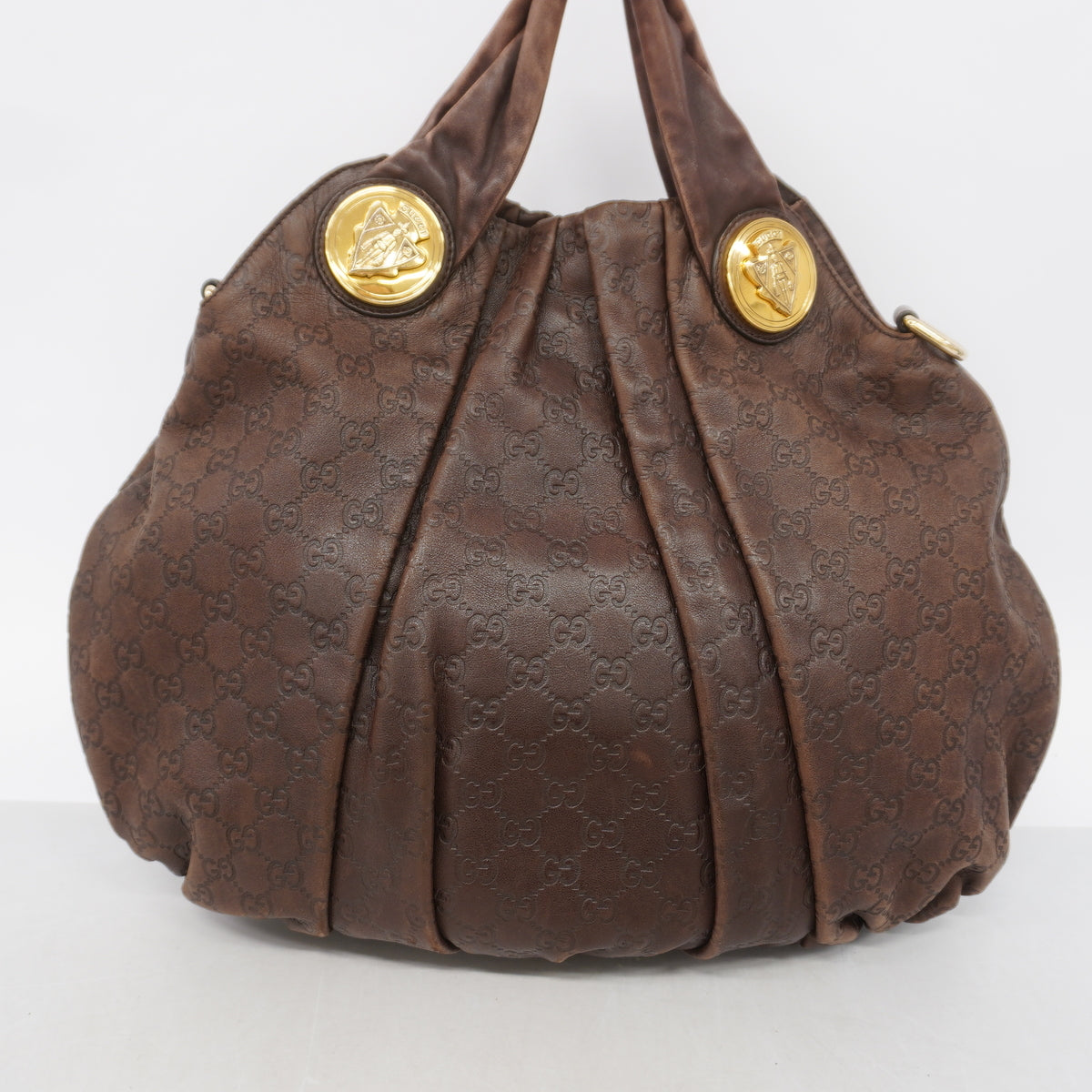 【6id4886】グッチ ハンドバッグ グッチシマ 197016 レザー ブラウン シャンパンゴールド金具 2wayバッグ【中古】レディース