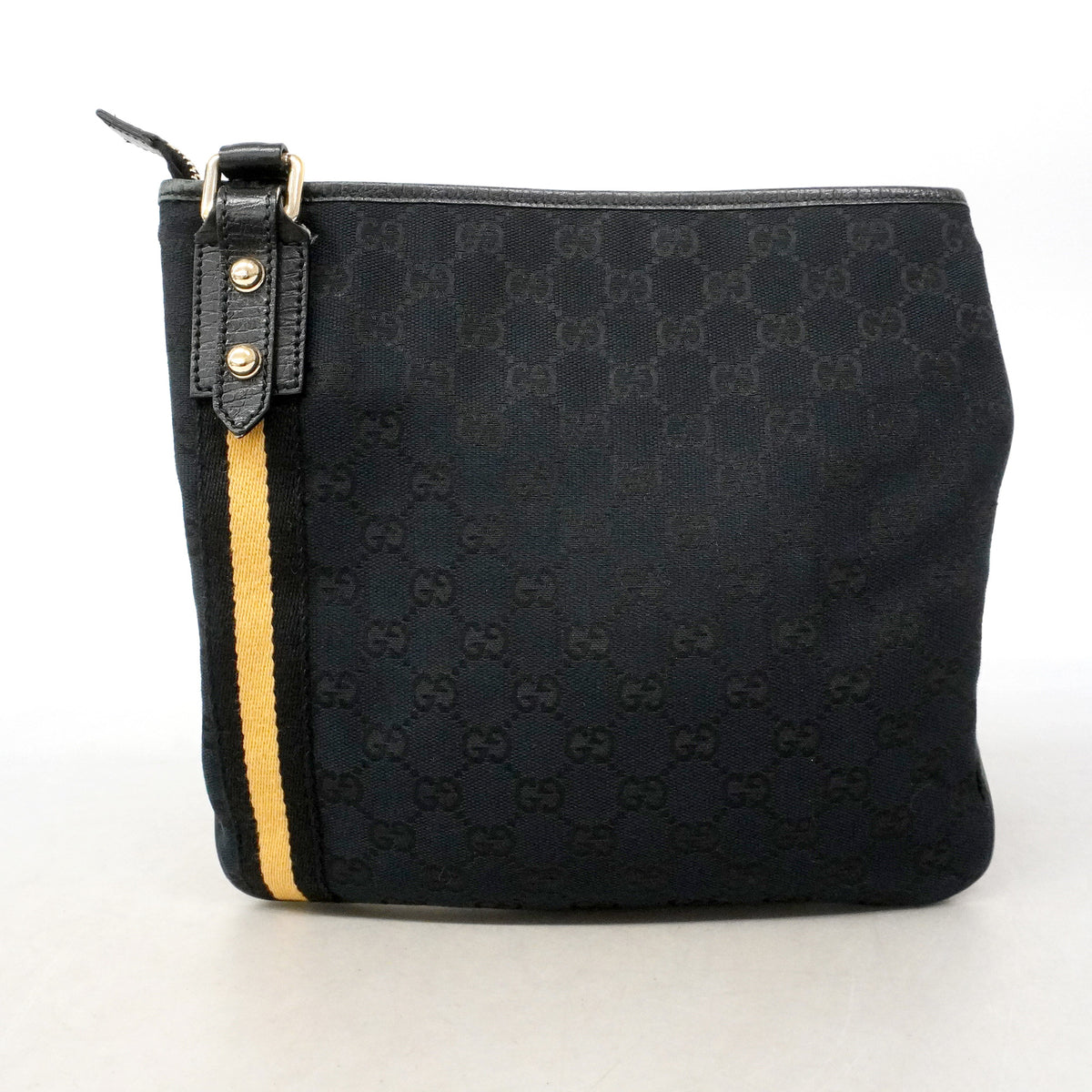 【6id4910】グッチ ショルダーバッグ GGキャンバス 144388 キャンバス ブラック シャンパンゴールド金具【中古】レディース