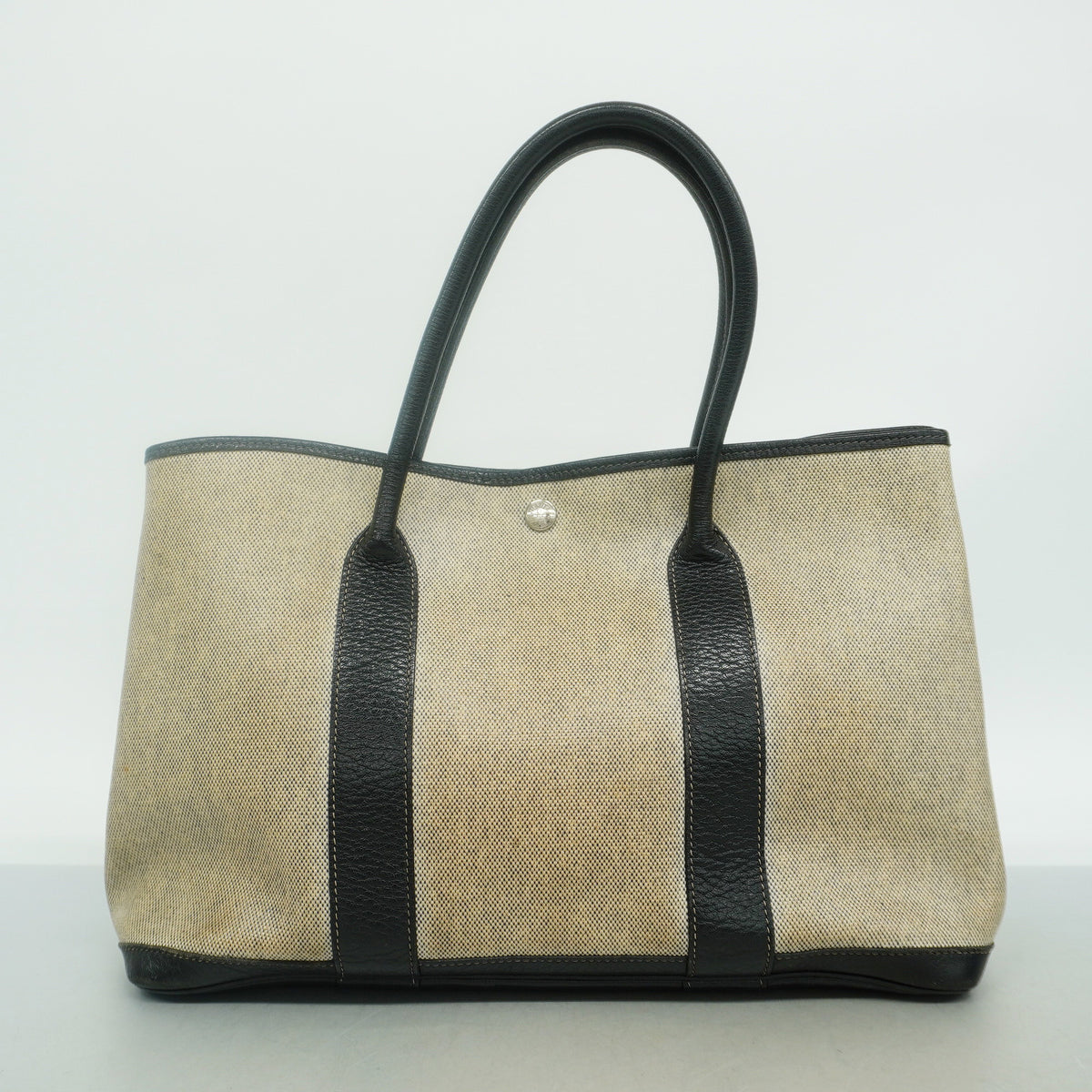 【6id5217】エルメス トートバッグ ガーデンパーティPM トワルアッシュ ブラック シルバー金具 □F刻印【中古】レディース