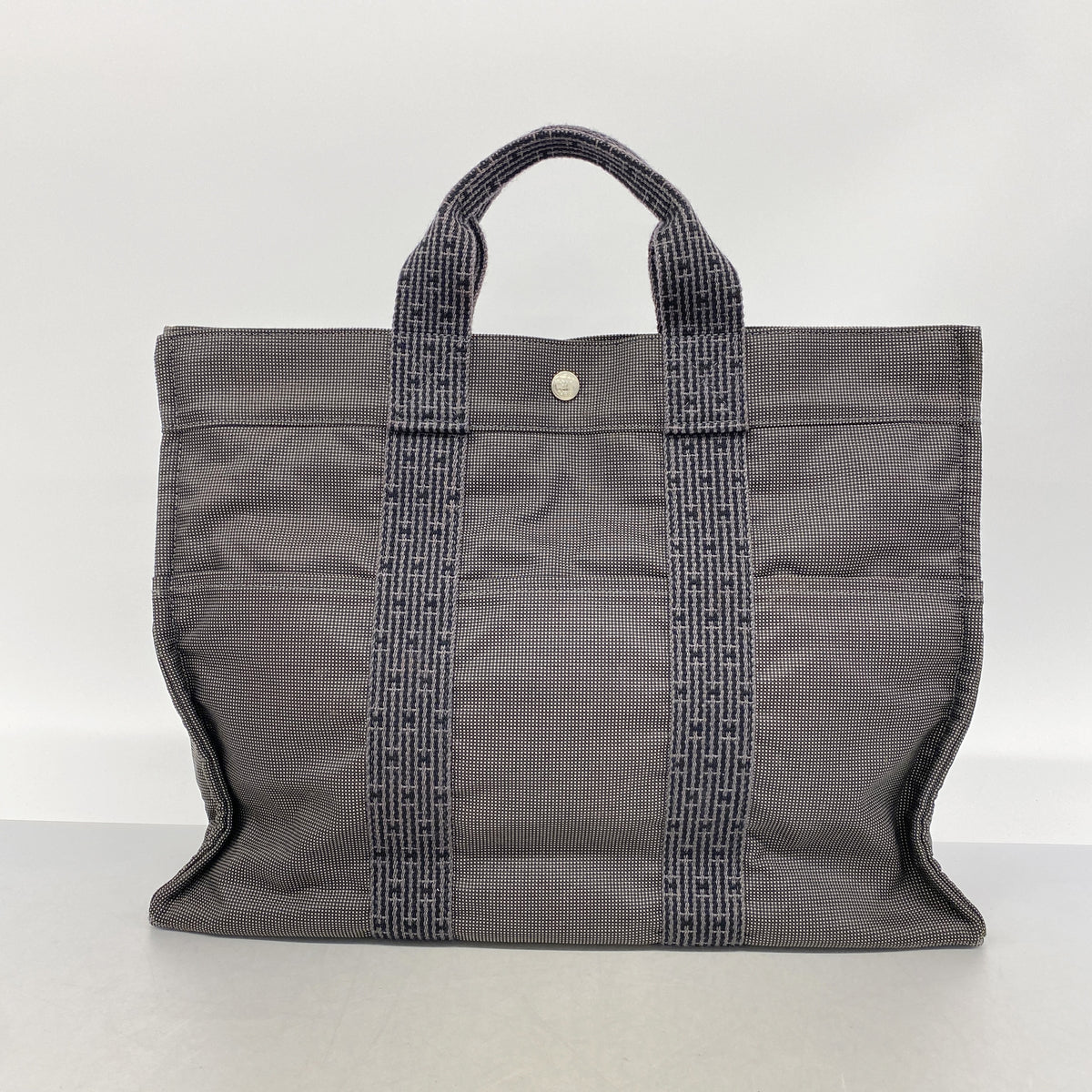 【6id5335】エルメス トートバッグ エールラインMM ナイロン グレー シルバー金具【中古】メンズ レディース ユニセックス