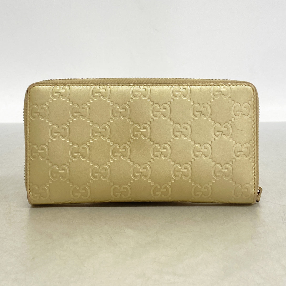 【6id5722】グッチ 長財布 グッチシマ 388680 レザー シャンパンゴールド シャンパンゴールド金具【中古】レディース