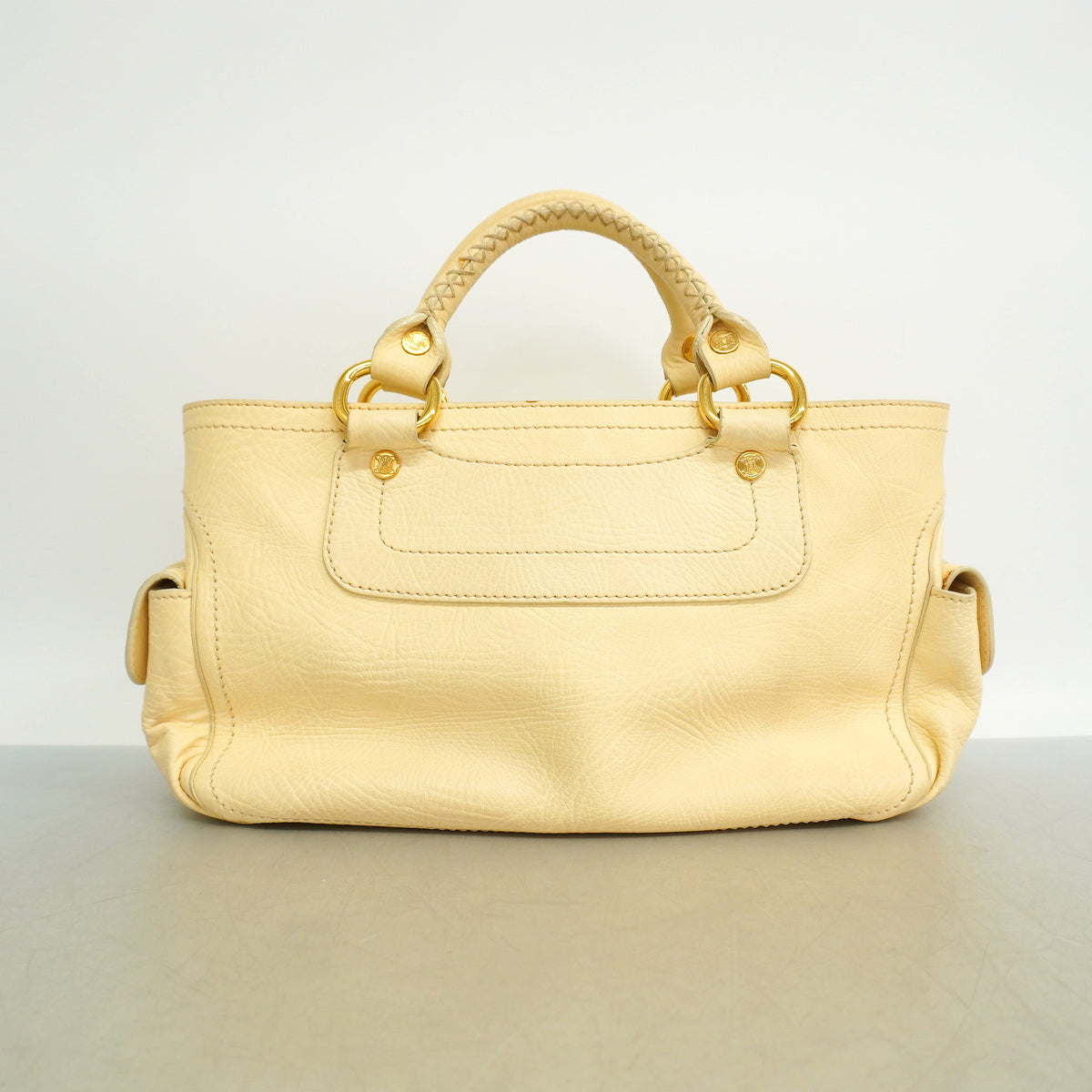 【6id6264】セリーヌ ハンドバッグ ブギーバッグ レザー クリーム ゴールド金具【中古】レディース