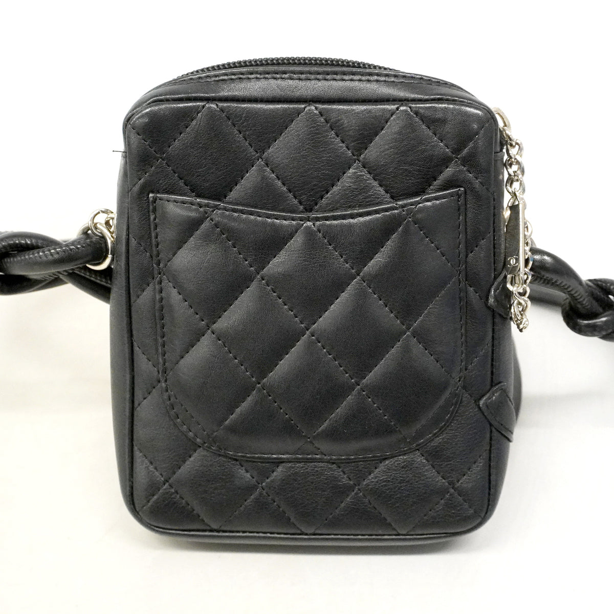 【6id6384】シャネル ショルダーバッグ カンボン ラムスキン ブラック シルバー金具【中古】レディース