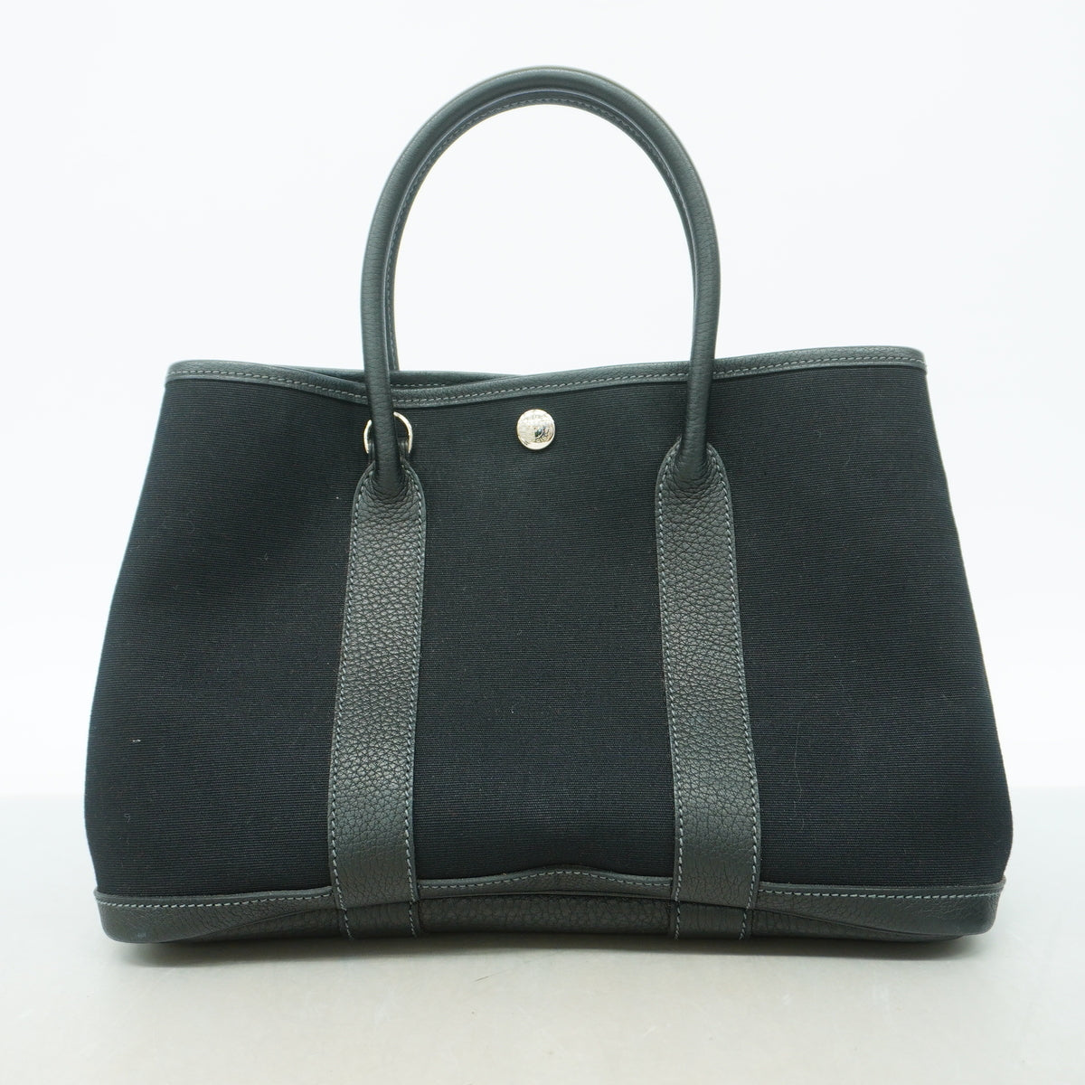 【6ie6578】エルメス トートバッグ ガーデンパーティTPM トワルオフィシエ ブラック シルバー金具 □I刻印 2wayバッグ【中古】レディース