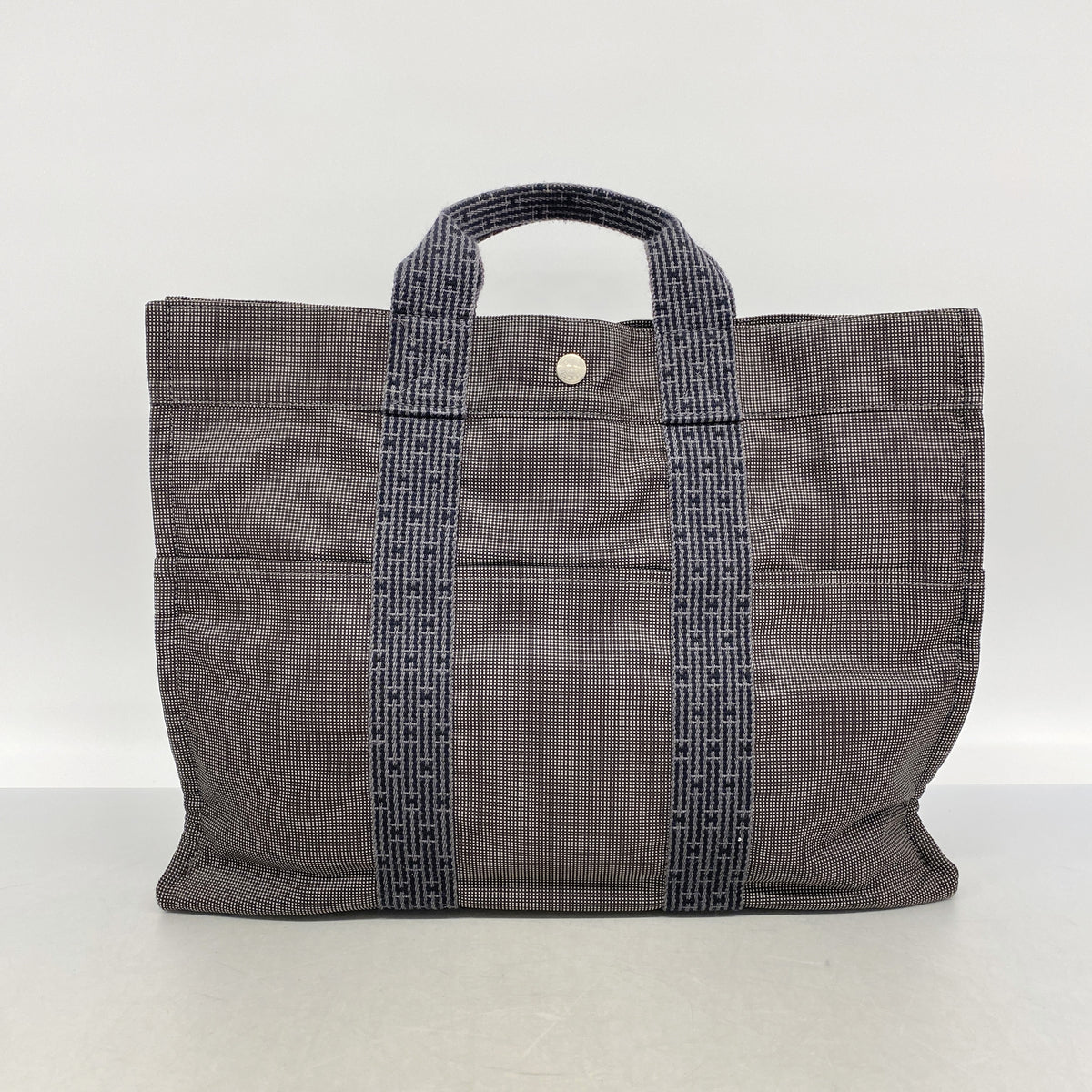 【6ie6729】エルメス トートバッグ エールラインMM ナイロン グレー シルバー金具【中古】メンズ レディース ユニセックス