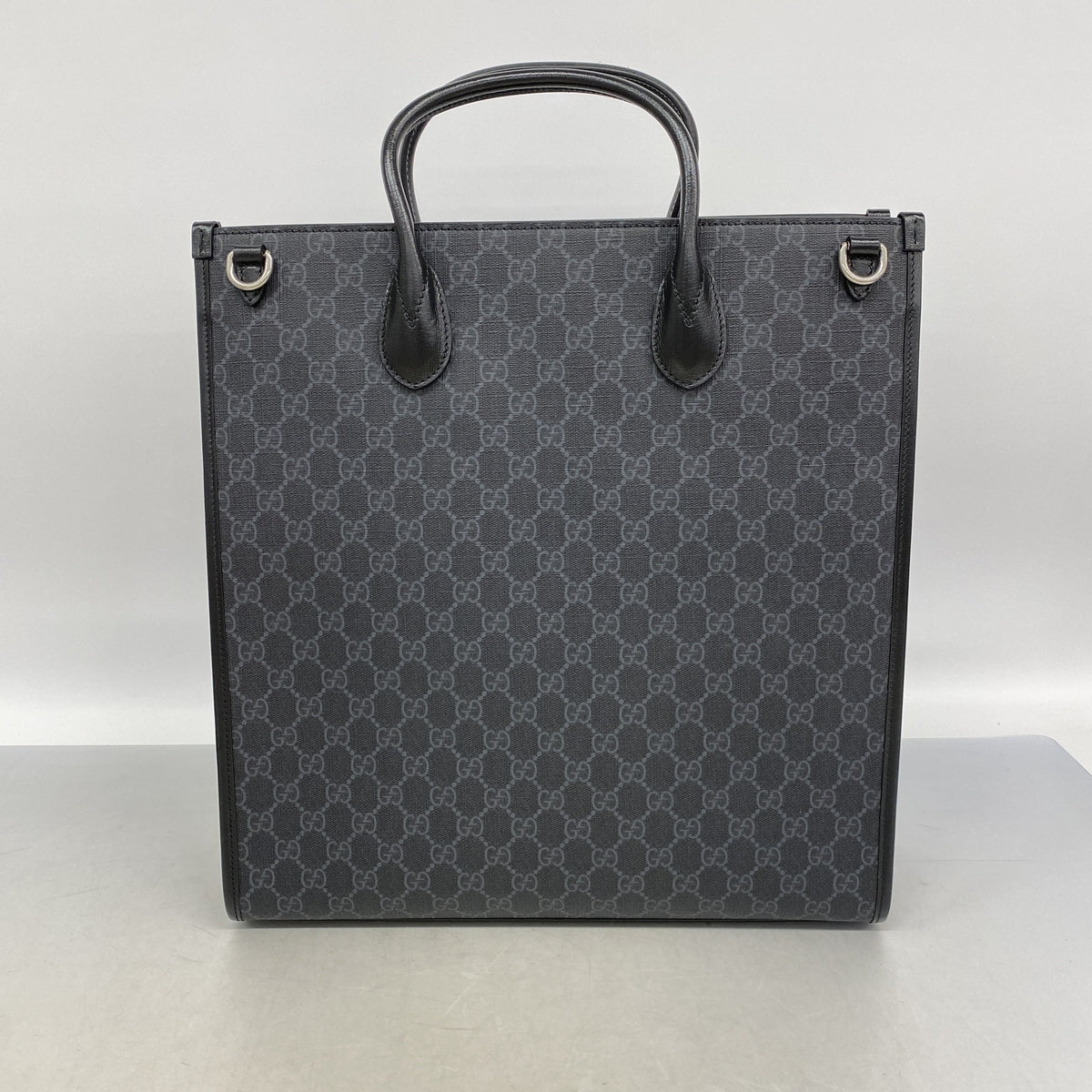 【6ie6781】グッチ トートバッグ インターロッキングG 674155 レザー ブラック シルバー金具 2wayバッグ【中古】メンズ