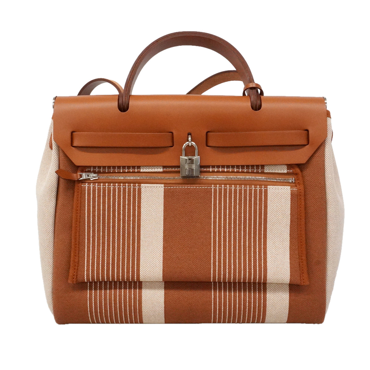 【6ie6817】エルメス ハンドバッグ エールバックジップPM トワルアッシュ ナチュラル シルバー金具 Y刻印 2wayバッグ【中古】レディース