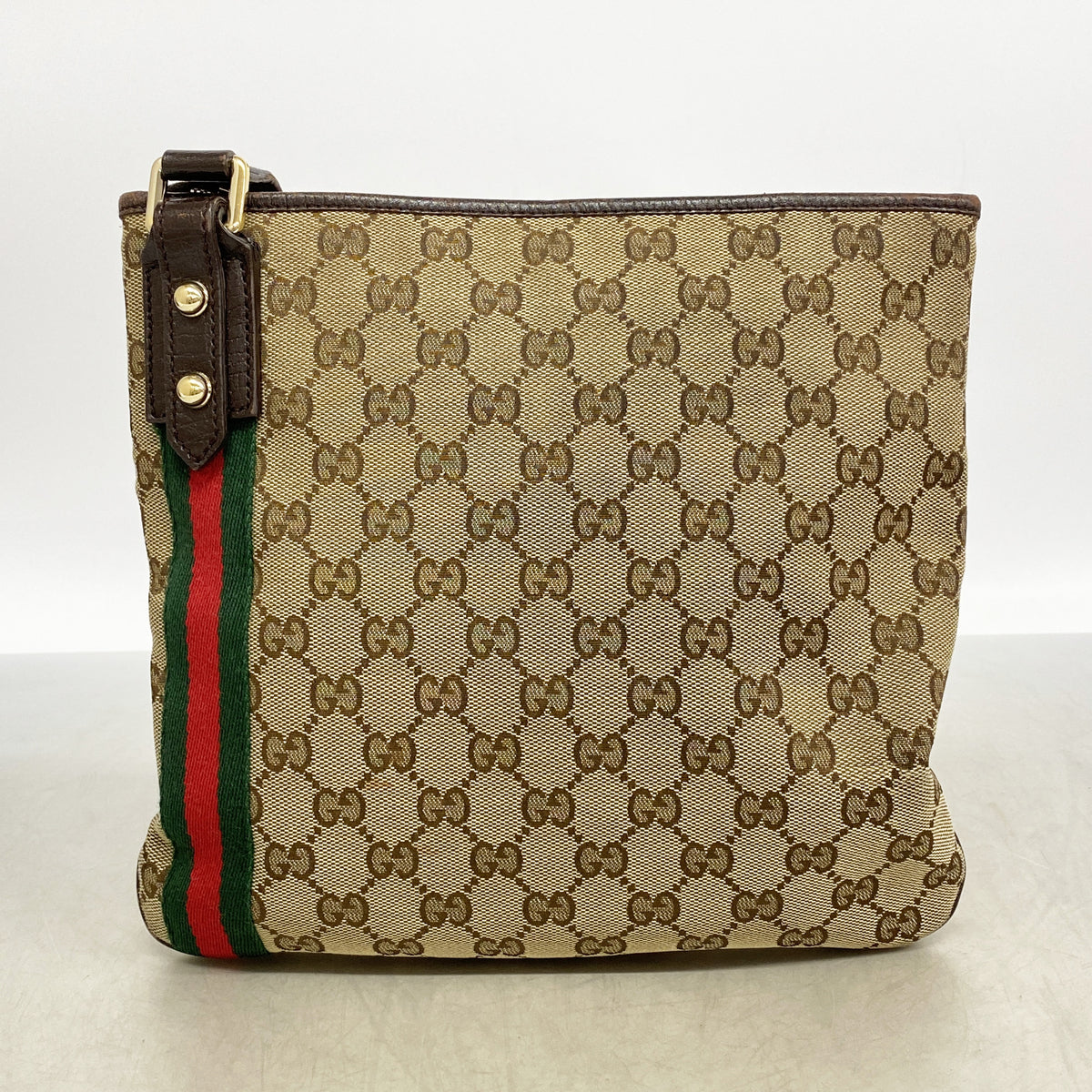 【6ie6829】グッチ ショルダーバッグ GGキャンバス/シェリーライン 144388 キャンバス ブラウン シャンパンゴールド金具【中古】レディース