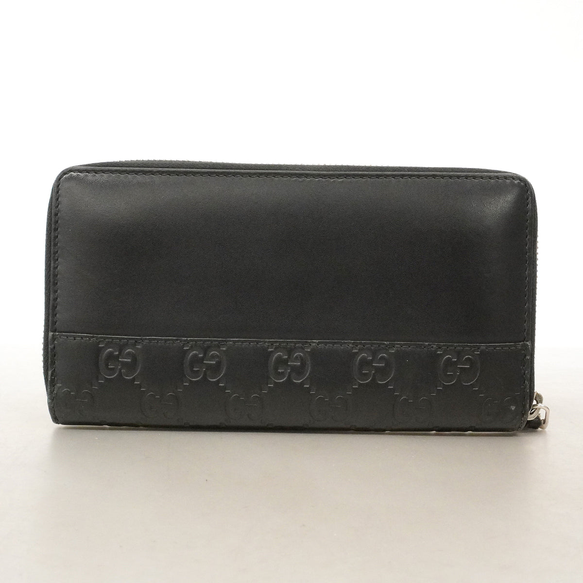 【6ie6853】グッチ 長財布 グッチシマ 408839 レザー ブラック シルバー金具【中古】レディース
