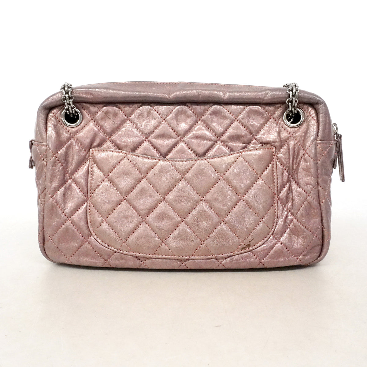 【6ie6902】シャネル ショルダーバッグ 2.55/マトラッセ チェーンショルダー レザー メタルピンク シルバー金具【中古】レディース