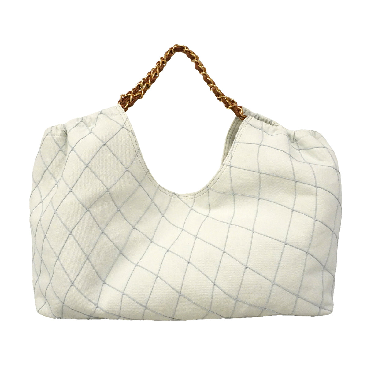 【6ie7137】シャネル チェーントート ココビーチ デニム ブルー ゴールド金具【中古】レディース