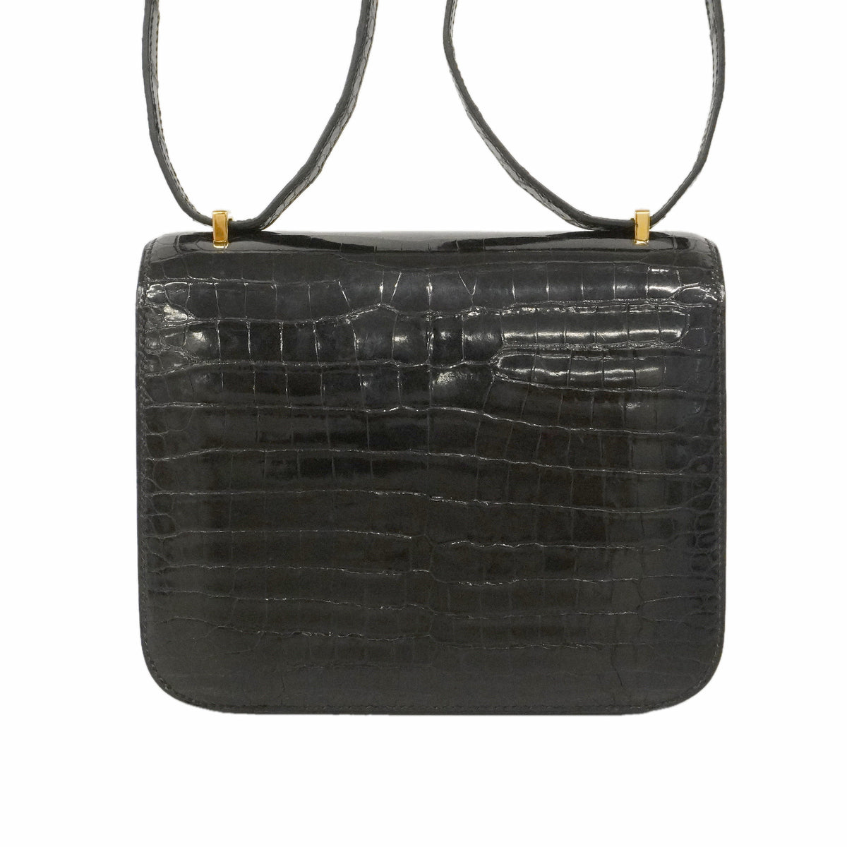 【6ie7163】エルメス ショルダーバッグ コンスタンスミニ ポロサス ブラック ゴールド金具 □C刻印【中古】レディース