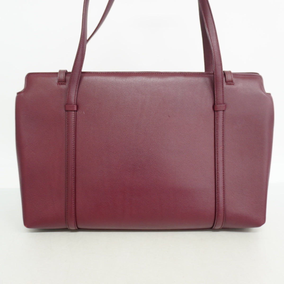 【6ie7276】カルティエ ショルダーバッグ カボション レザー ボルドー シルバー金具【中古】レディース