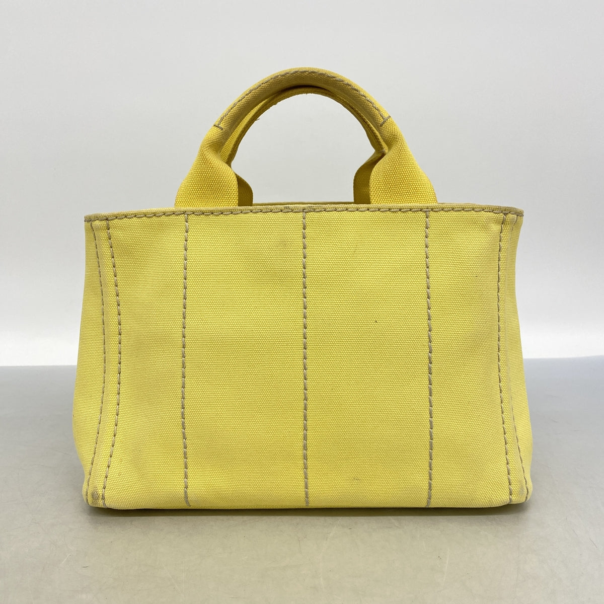 【6ie7308】プラダ トートバッグ カナパ キャンバス イエロー ゴールド金具【中古】レディース