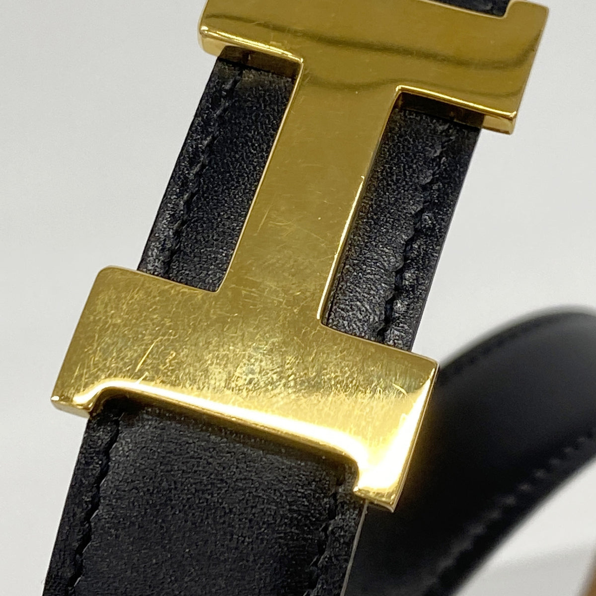 【6ie7377】エルメス ベルト コンスタンスHベルト ボックスカーフ ブラック ゴールド金具 □C刻印【中古】レディース