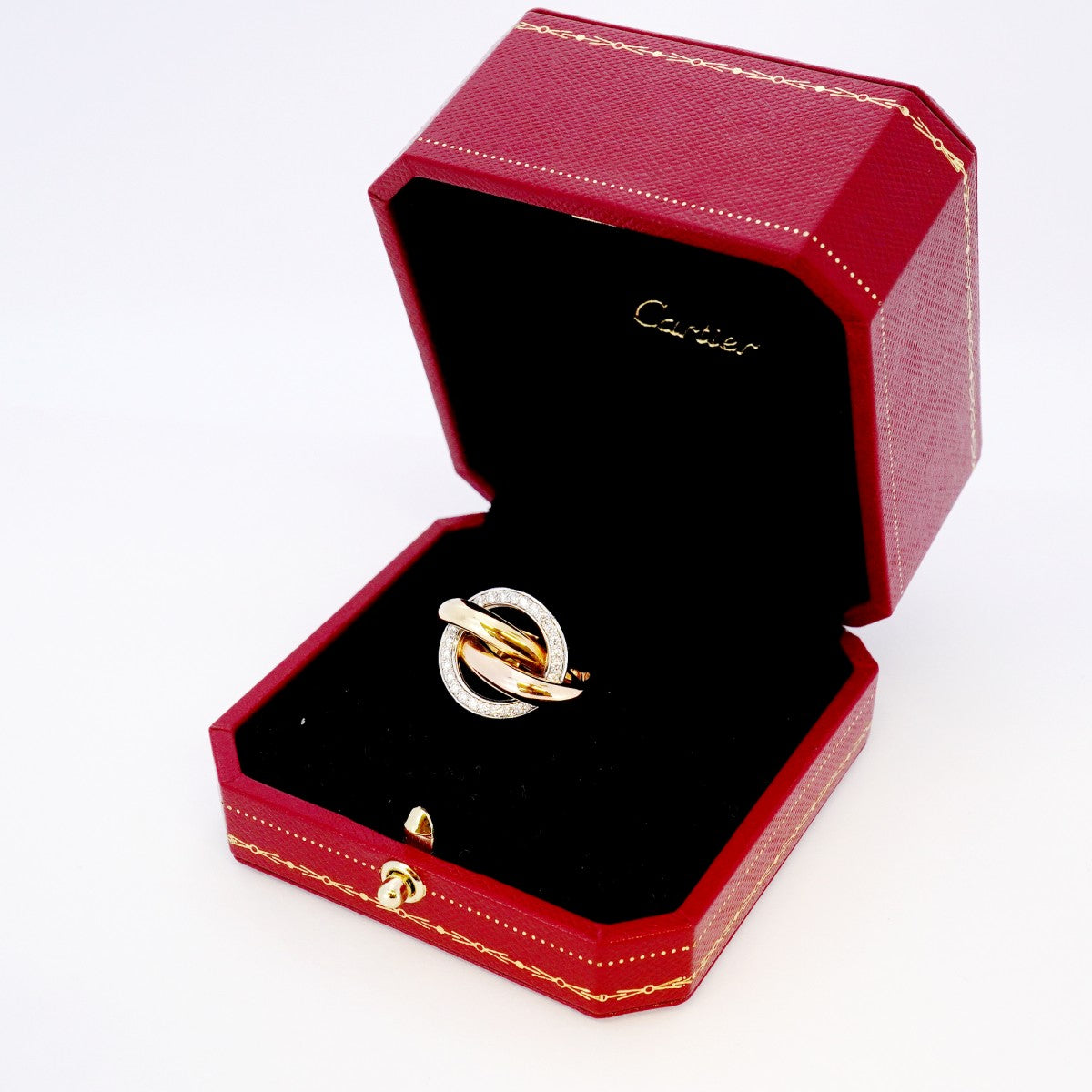【6jbb0623】カルティエ リング トリニティ クラッシュ K18YG イエローゴールド K18WG ホワイトゴールド K18PG ピンクゴールド/ダイヤモンド #50【中古】レディース