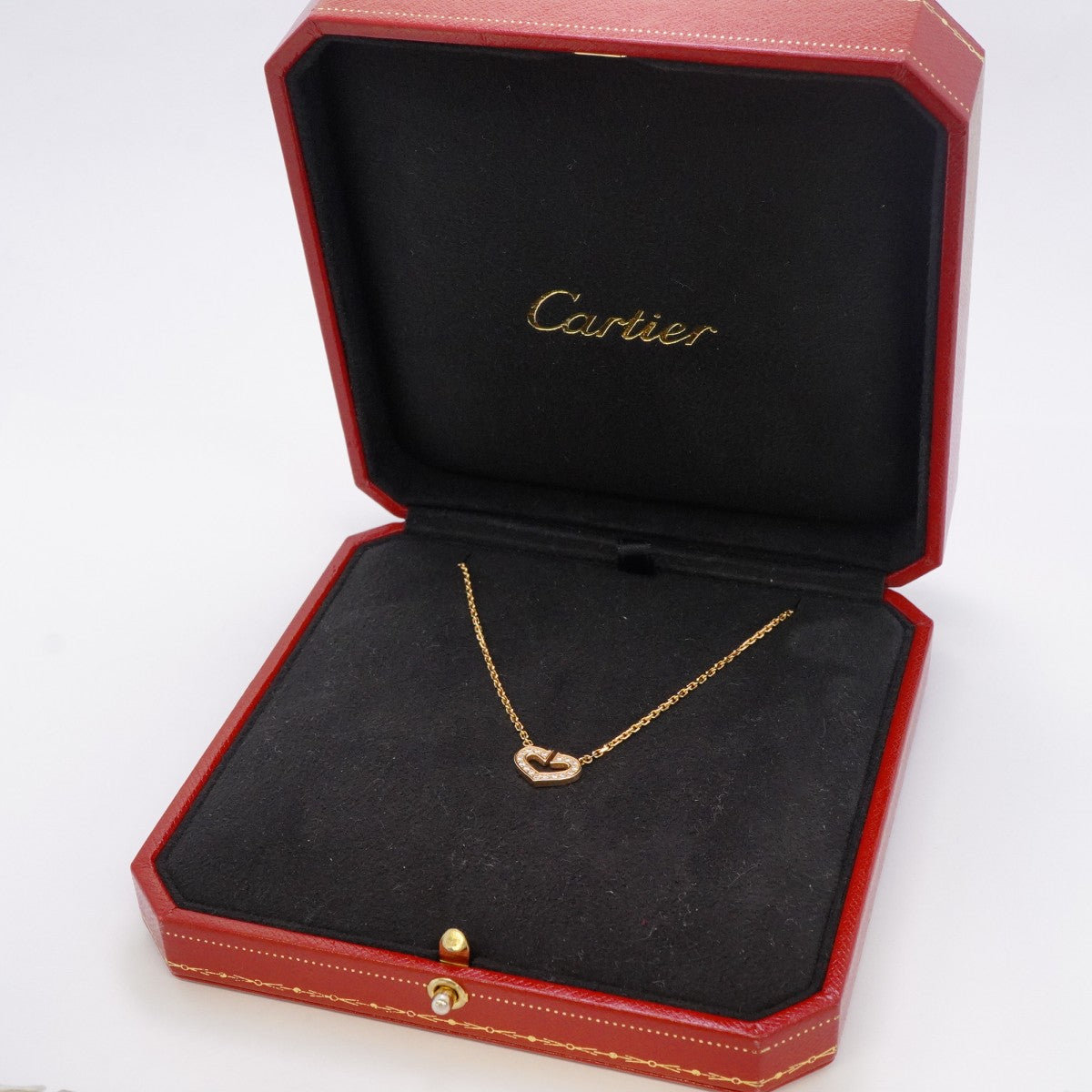 ★最終価格【6jdb0427-09】カルティエ ネックレス Cハート K18PG ピンクゴールド ダイヤモンド【中古】レディース