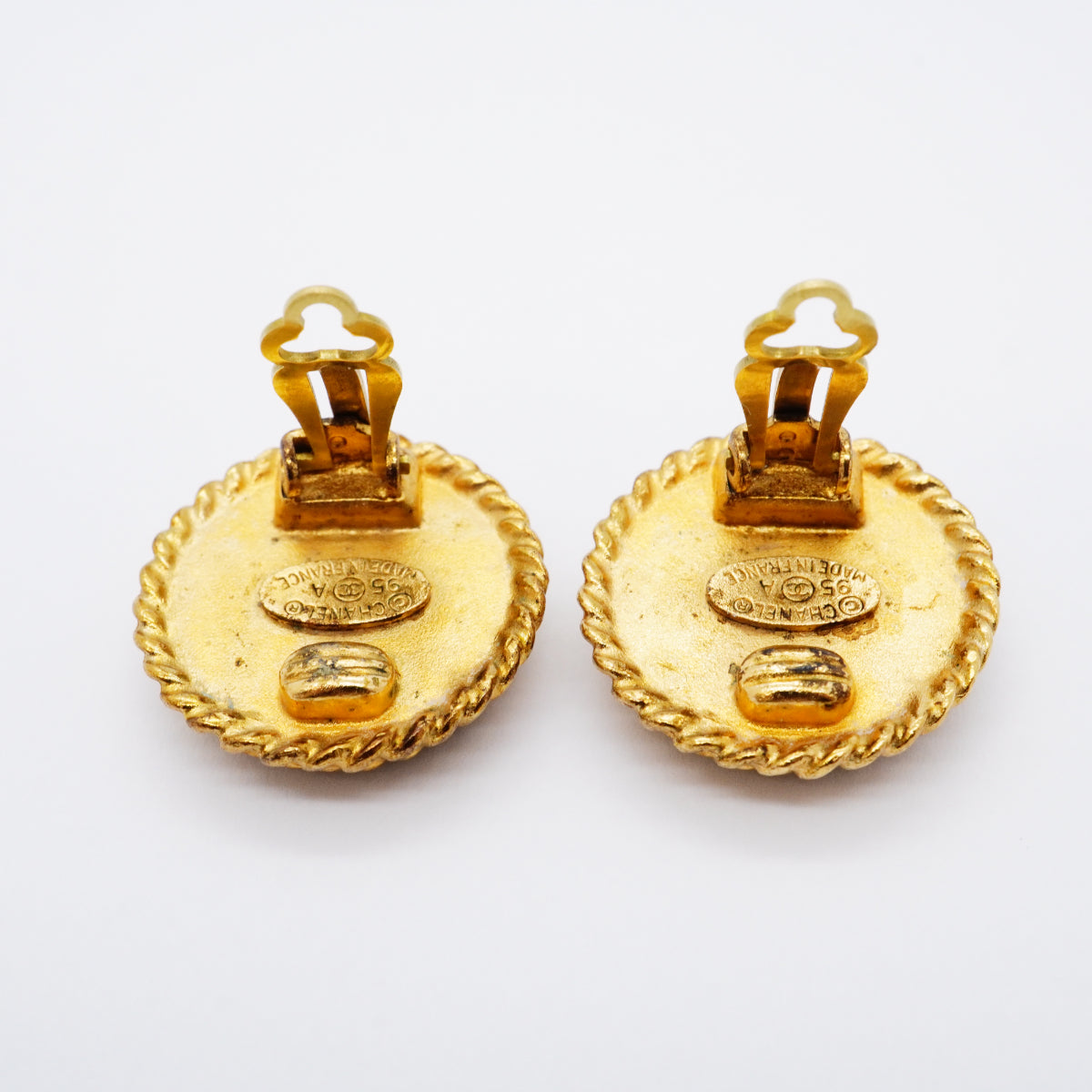 【6jfb0211-k】シャネル イヤリング ヴィンテージ ココマーク GPメッキ ゴールド ブラック【中古】レディース