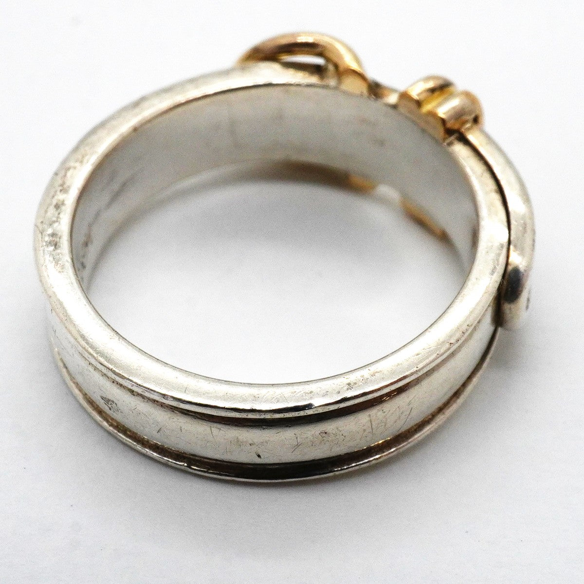 【6jfb0493】エルメス リング サンチュール K18YG イエローゴールド シルバー925 #48【中古】レディース