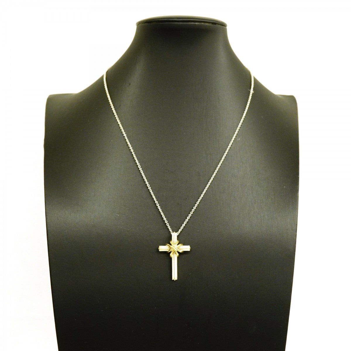 【6jfb0932-k】ティファニー ネックレス シグネチャークロス K18YG イエローゴールド シルバー925【中古】レディース