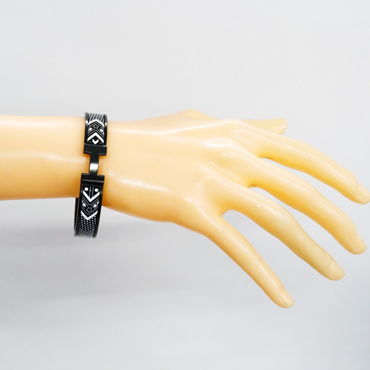 【6jgb0237】エルメス バングル クリックHH メタル ホワイト ブラック【中古】メンズ レディース ユニセックス