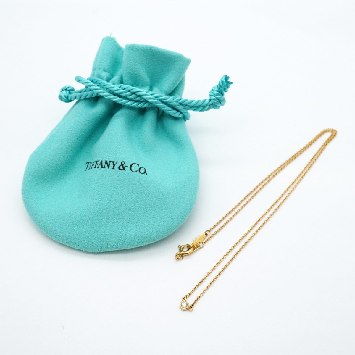 【6jgb0271】ティファニー ネックレス バイザヤード 1PD K18YG イエローゴールド ダイヤモンド【中古】レディース