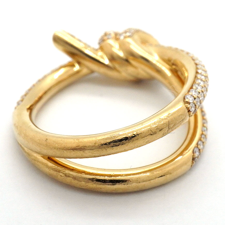 【6jgb0379】ティファニー リング ノット/ダブルロウ K18YG イエローゴールド ダイヤモンド 0.62ct 12.5号【中古】レディース