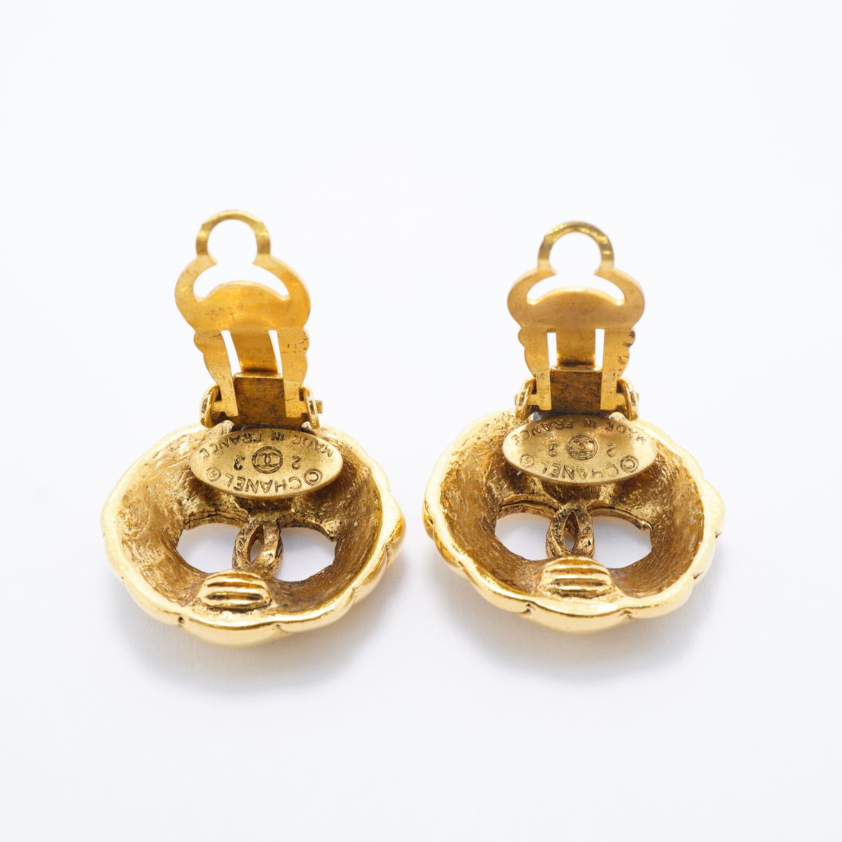 【6jgb0775-k】シャネル イヤリング ヴィンテージ ココマーク 丸型 サークル GPメッキ ゴールド【中古】レディース