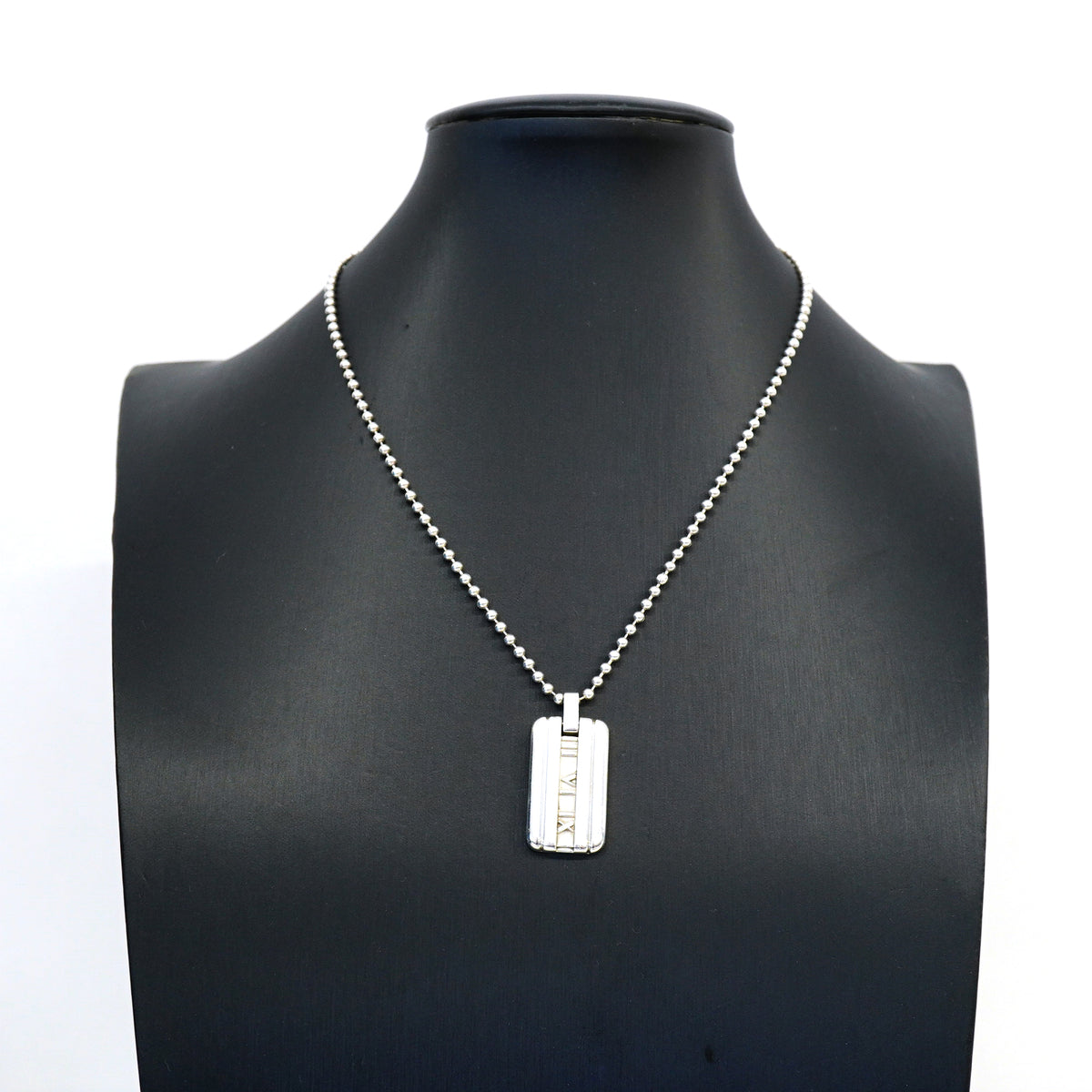 【6jhb0089-k】ティファニー ネックレス アトラス プレート/ボールチェーン シルバー925【中古】レディース