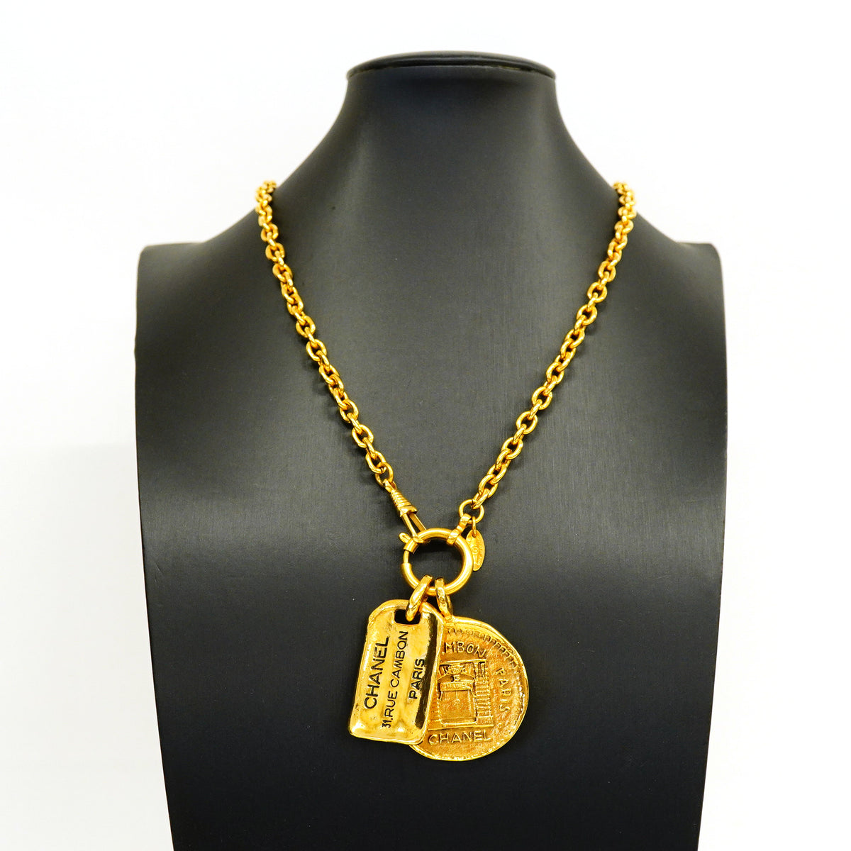 【6jhb0316-k】シャネル ネックレス ヴィンテージ ココマーク シャネルロゴ/カンボン GPメッキ ゴールド【中古】レディース