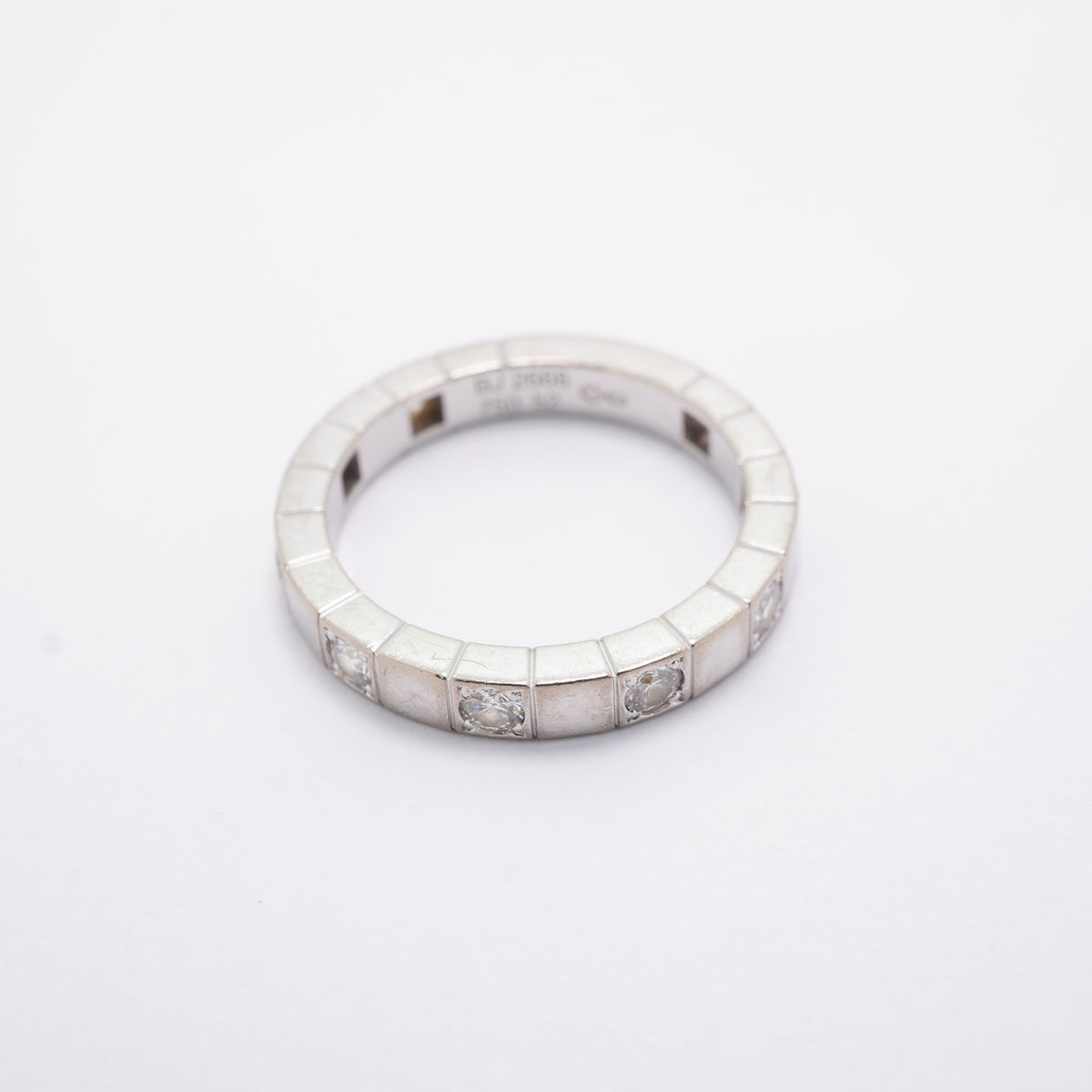 【6jhb0391】カルティエ リング ラニエール ハーフダイヤ K18WG ホワイトゴールド ダイヤモンド #52【中古】レディース