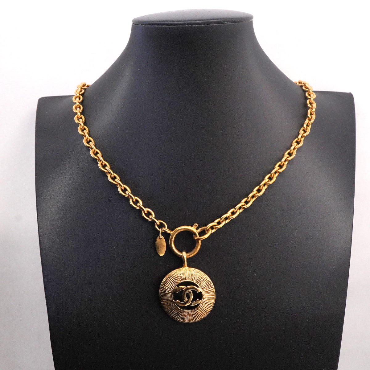 【6jhb0448-k】シャネル ネックレス ヴィンテージ ココマーク 丸型 サークル GPメッキ ゴールド【中古】レディース