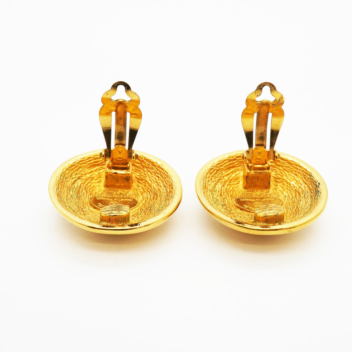 【6jhb0655】シャネル イヤリング ヴィンテージ ココマーク マトラッセ 丸型 サークル GPメッキ ゴールド【中古】レディース