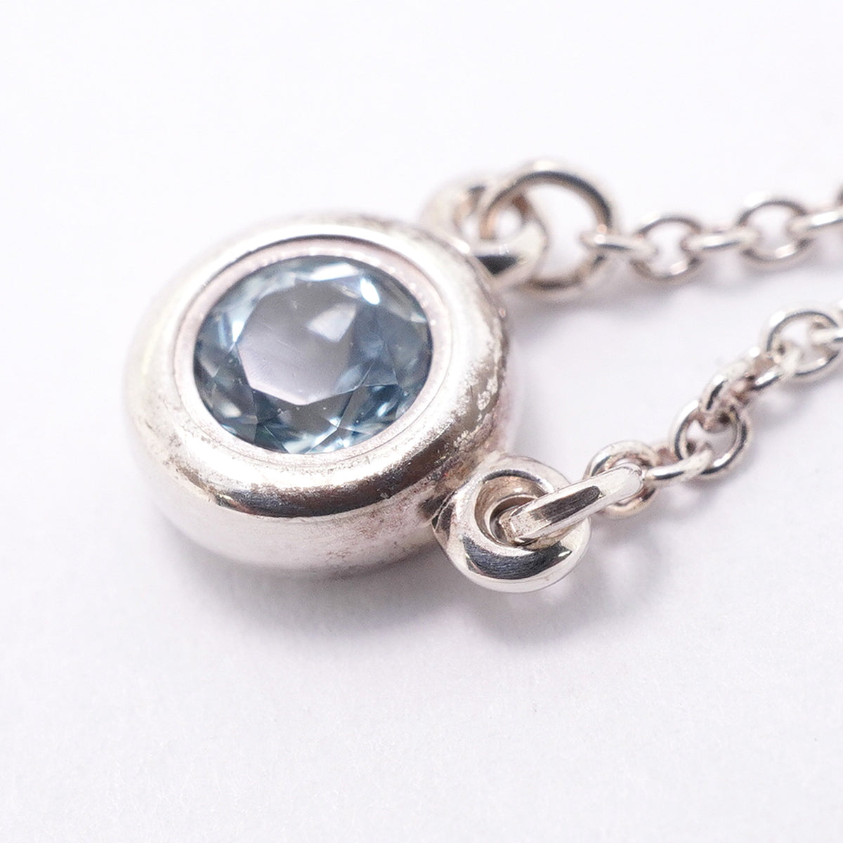 【6jhb0712】ティファニー ネックレス バイザヤード シルバー925 アクアマリン ブルー【中古】レディース